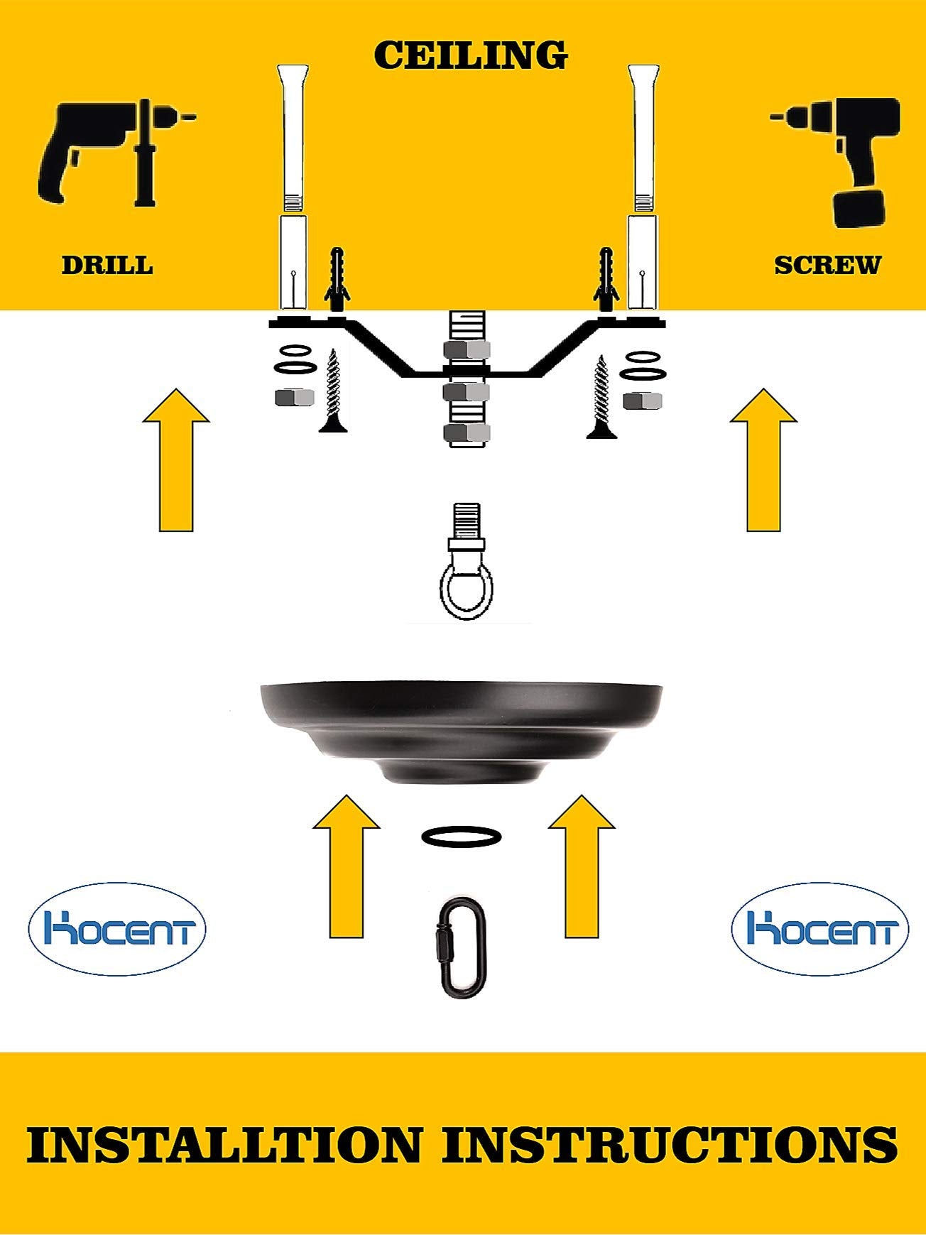 Rojoser Heavy Duty Canopy Kit & 3.2Ft Pendant Light Fixture Chain, Vintage Black