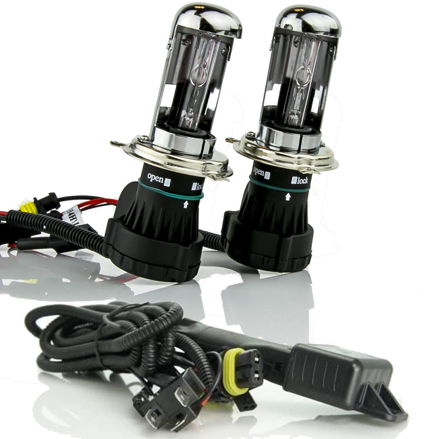 Xentec H4 Bixenon HID Xenon Bulb Pair with Cable Adapter - 6000K Ultra White