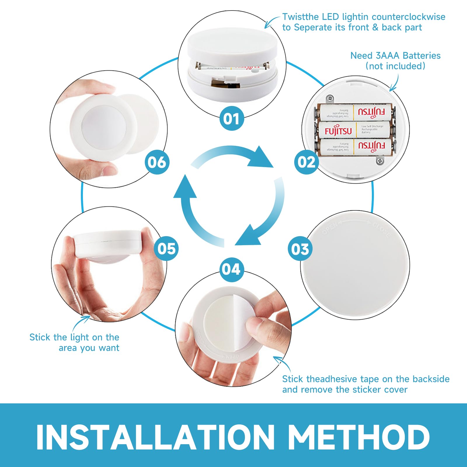 Led Puck Lights With Remote Control, 16 Color Changeable Under Cabinet With Control & Timing, Battery Operated Wireless Closet L