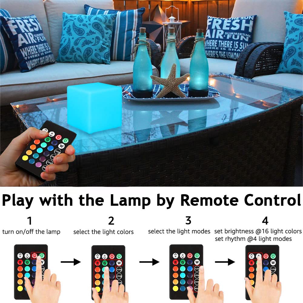 6-In Led Cube Night Light, Rechargeable Led Light Cube W/Remote, Dimmable 16 Rgb Color Changing 4 Modes Light Up Cubes For Kid/A