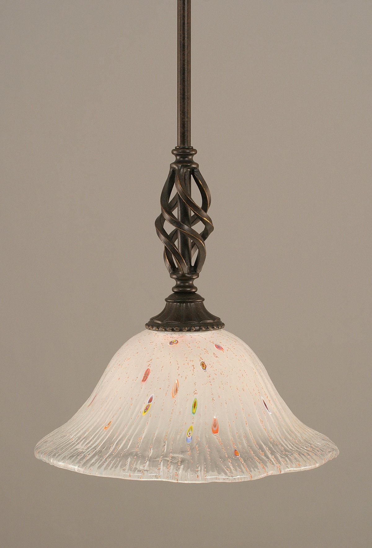 Toltech Lighting 80-DG-731 10-Inch Elegante Mini-Pendant Dark Granite Finish with Frosted Crystal Glass Shade