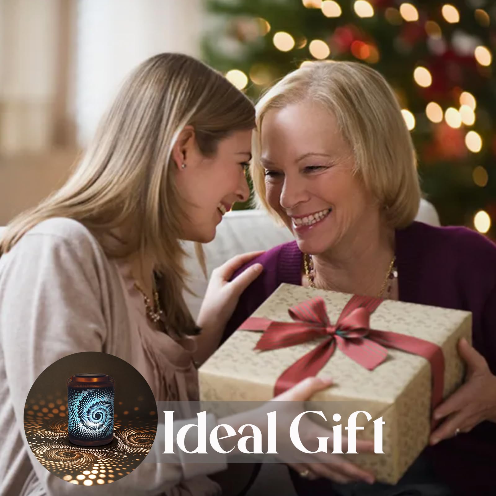 Yisiteone 4-Pack Mosaic Bohemian Outdoor Solar Lanterns, Waterproof Blue Table Lights, Turkish Moroccan Decorations For Garden P