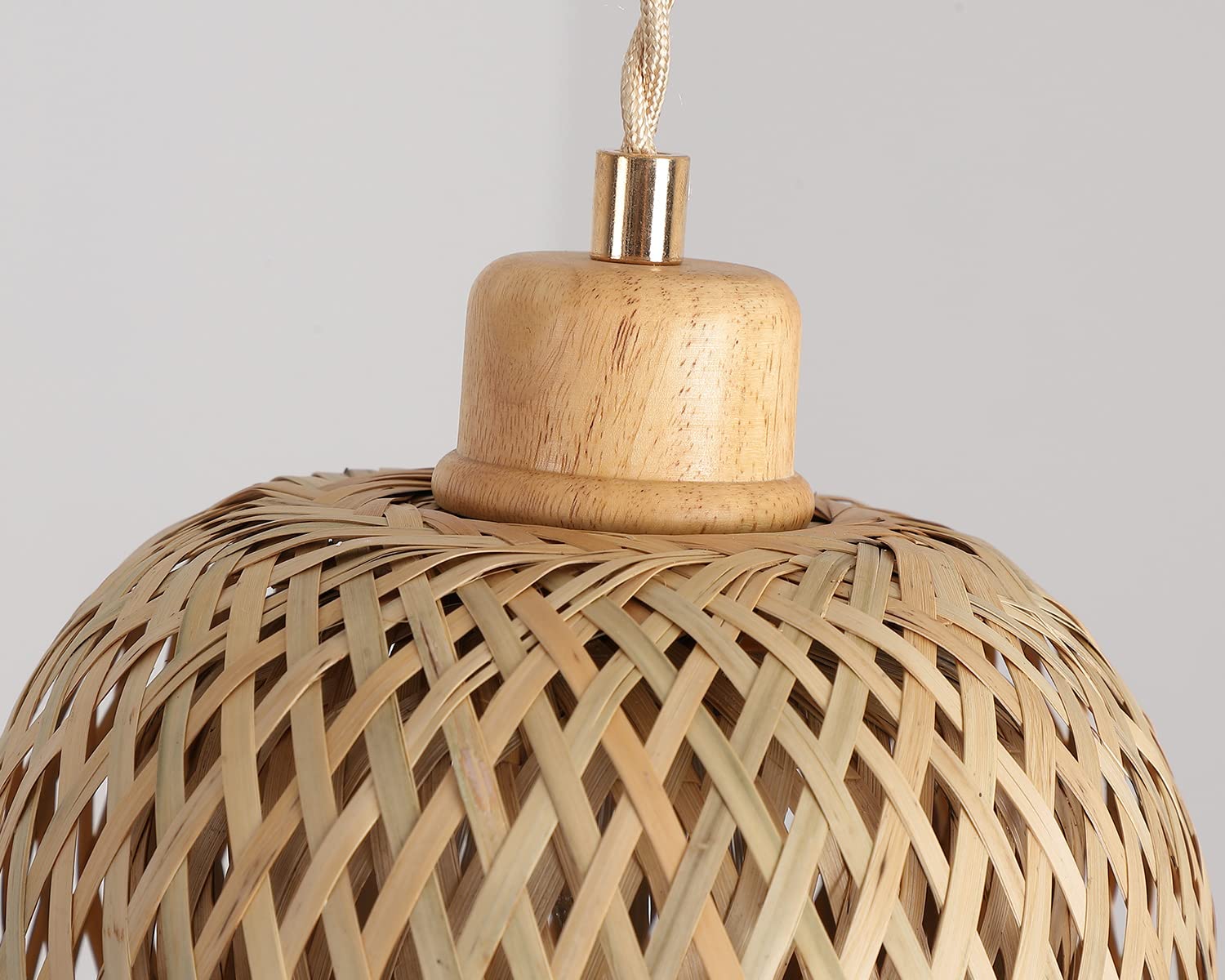 Hchunqjor Bamboo Pendant Light Fixture, One-Light Adjustable, Handmade Woven, Small Size, Natural Color, Model 3606-1