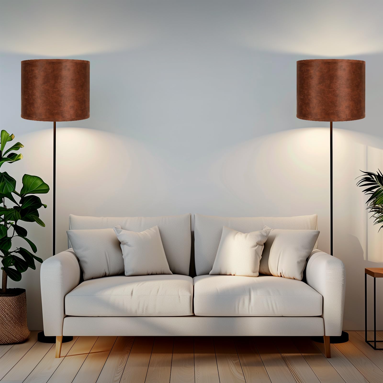 Large Lampshades Set Of 2 Drum Lamp Shades 15'' Top X 15'' Bottom X 12'' High, Large Lamp Shade Spider Fitter Cowhide Lampshades