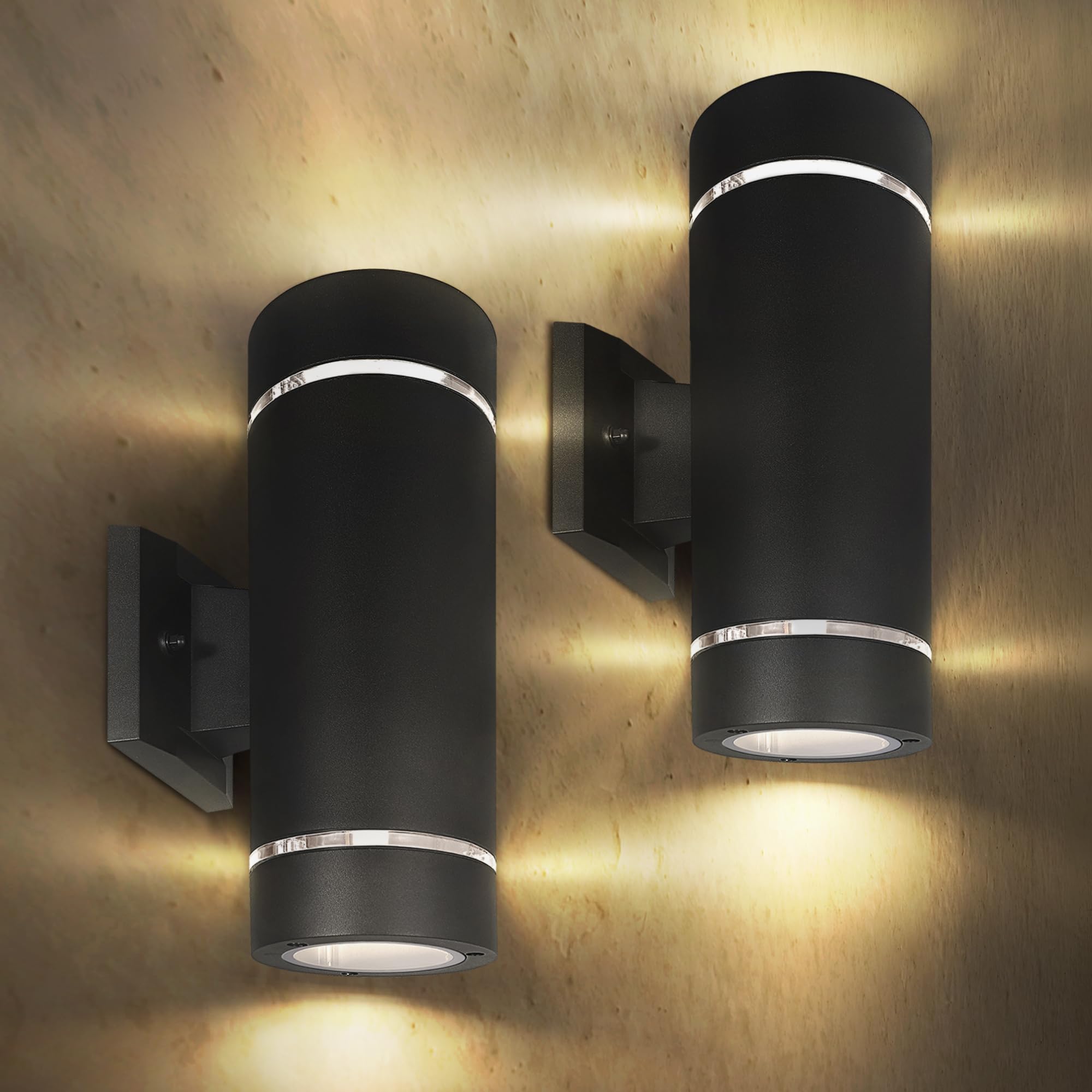 ASD 2 Light Outdoor Wall Light Fixture | E26 Bulb Socket | 120V | Black | 2-Pack