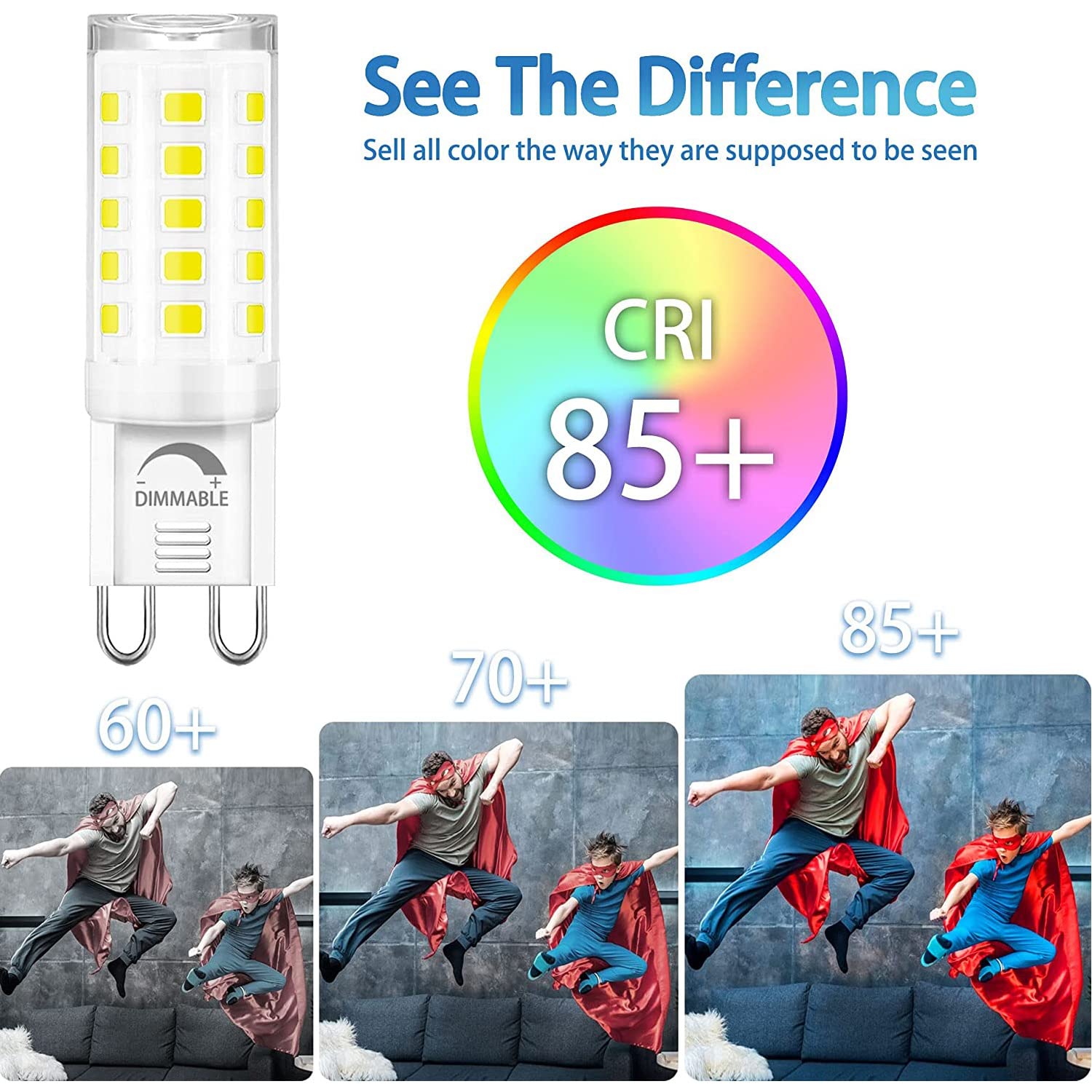 Winshine 10 Pack G9 Led Bulb Dimmable 6000K Daylight 4W, 40Watt G9 Halogen Equivalent G9 Bi Pin Base,T4 Chandelier Lighting No-F