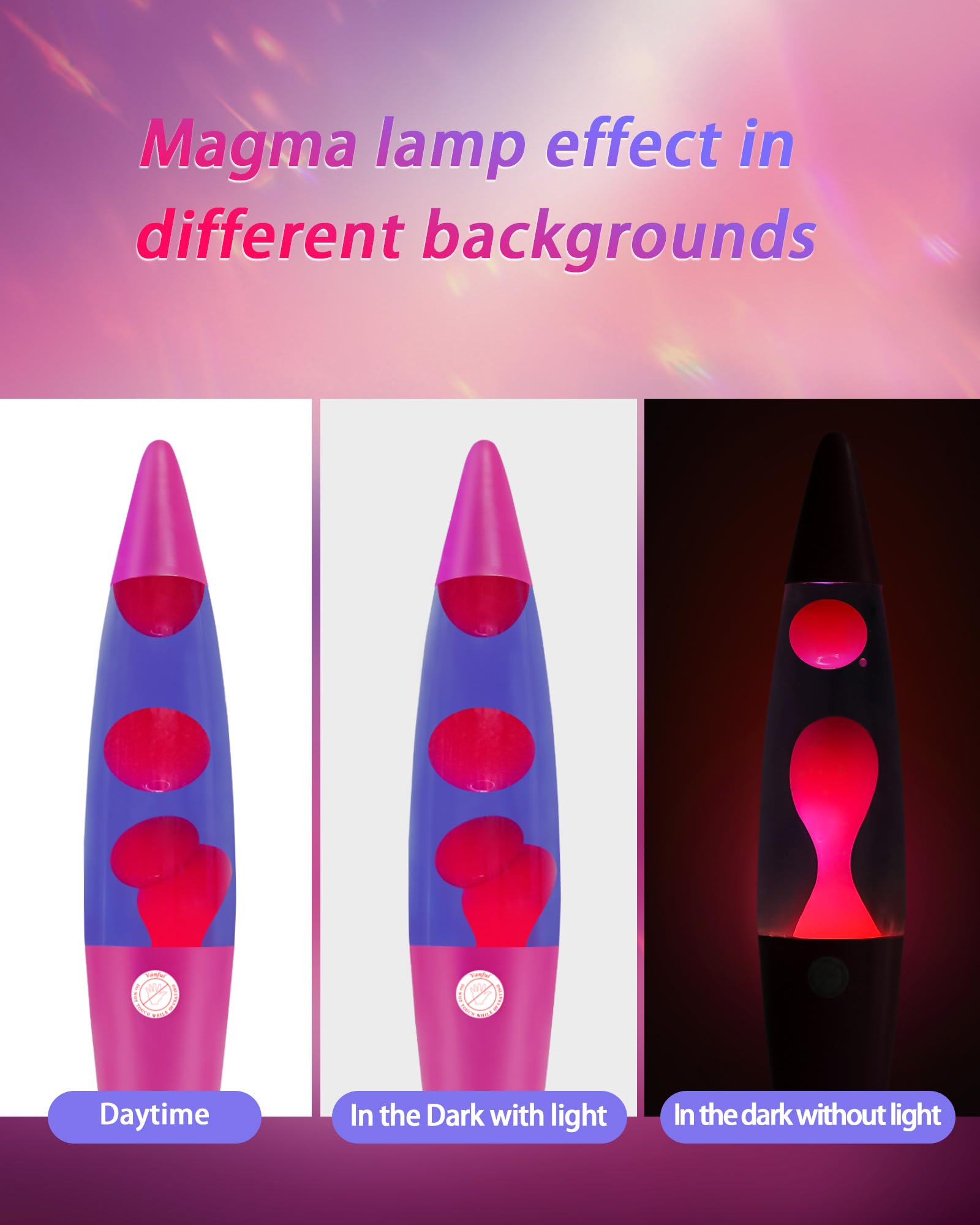 Vanful 16-Inch Liquid Motion Lamp- Pink Base, Purple Liquid, Pink Wax, Beautiful Magma Lamp with 2 packs bulbs for Adults Kids,