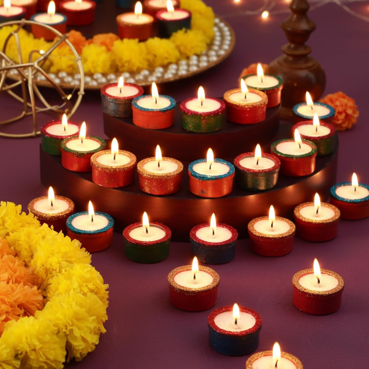 Tied Ribbons Clay Diya Set Of 20 | Handmade Terracotta Diyas For Indian Pooja Puja Oil Diya Lamp For Mandir  Temple  Indian Gift Items - Pongal Decorations For Home