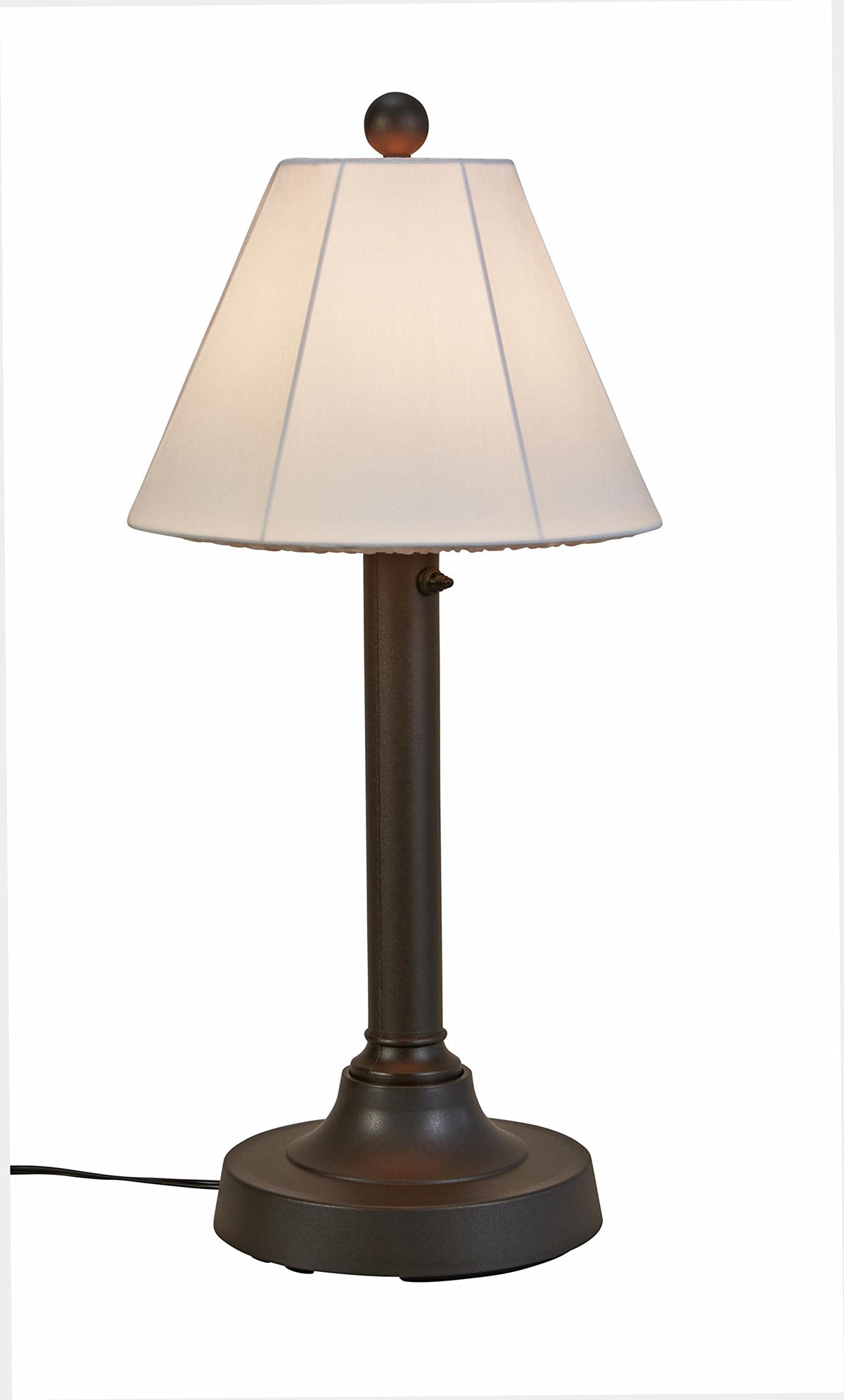 Patio Living Concepts 56077A Malibu Outdoor Table Lamp With Resin Body And Natural Canvas Sunbrella Shade Cover