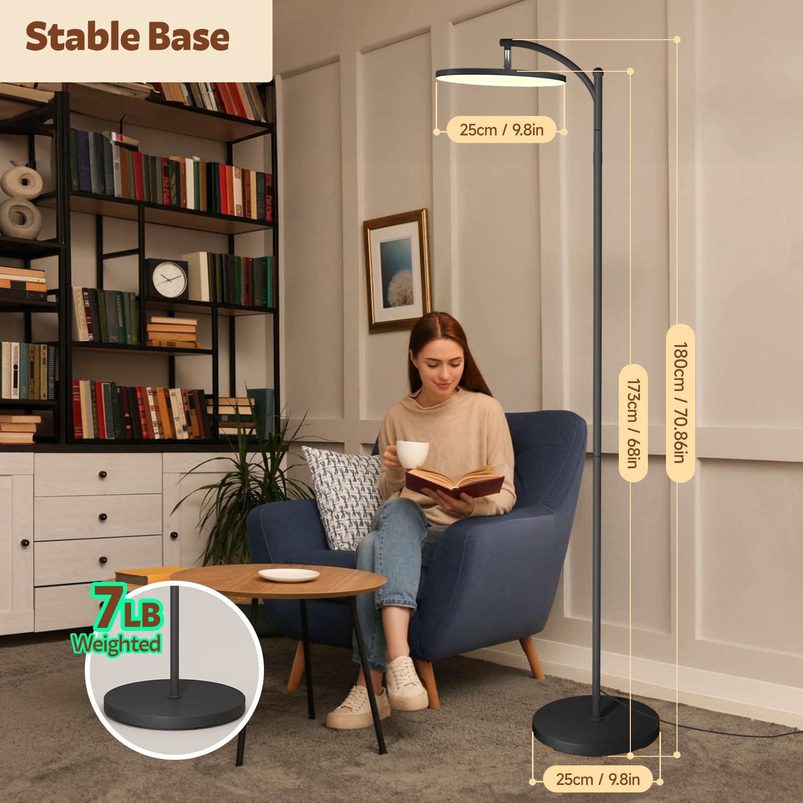 Aisutha Led Floor Lamp, 32W/3000Lm Super Bright Arc Floor Lamp, 3000K-6000K Stepless Dimming, 70.8 Inch Standing Tall Lamp With