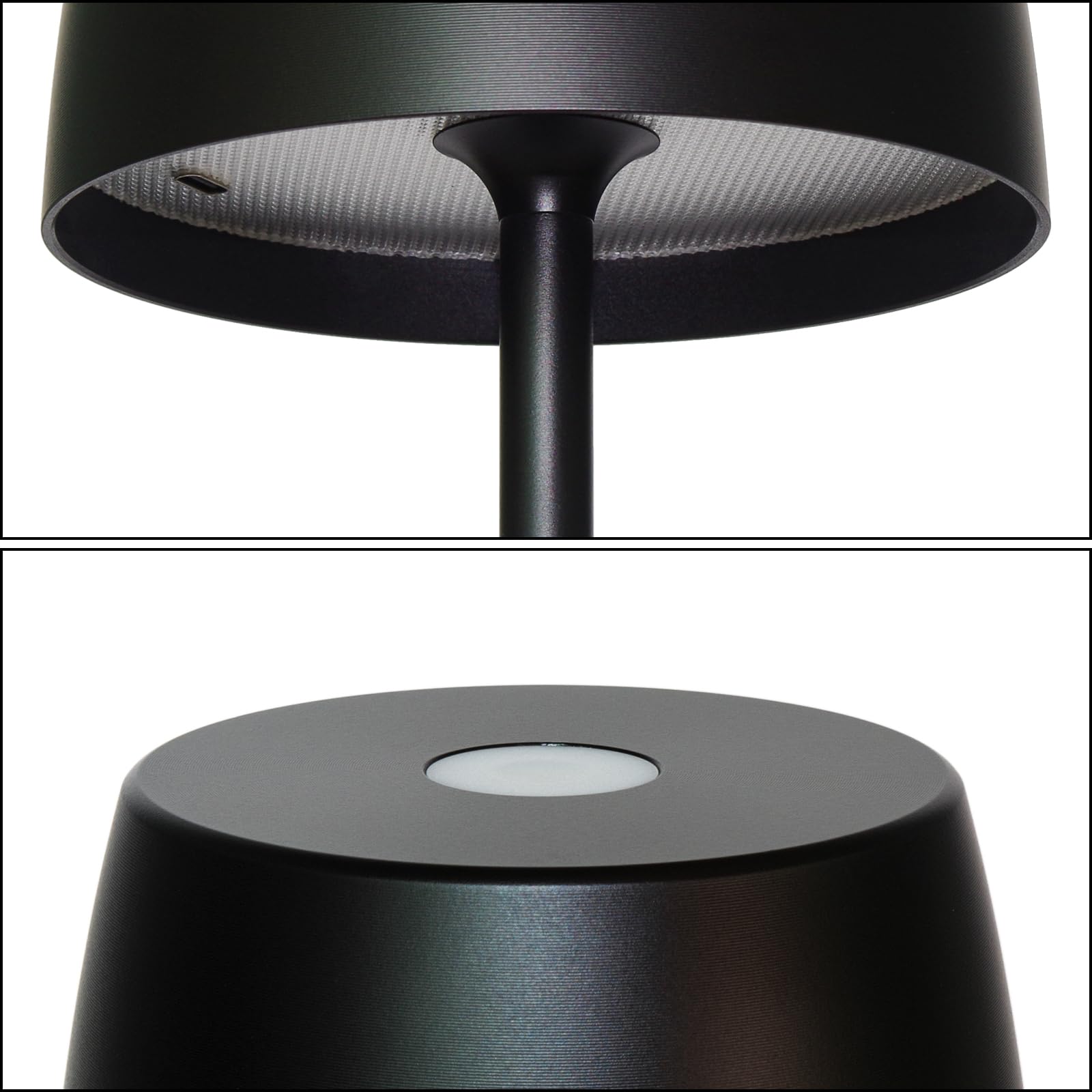 enjeda Rechargeable Cordless LED Table Lamp - Waterproof, Battery-Operated, Metal, Black, Model SP2411PL, Indoor/Outdoor Use