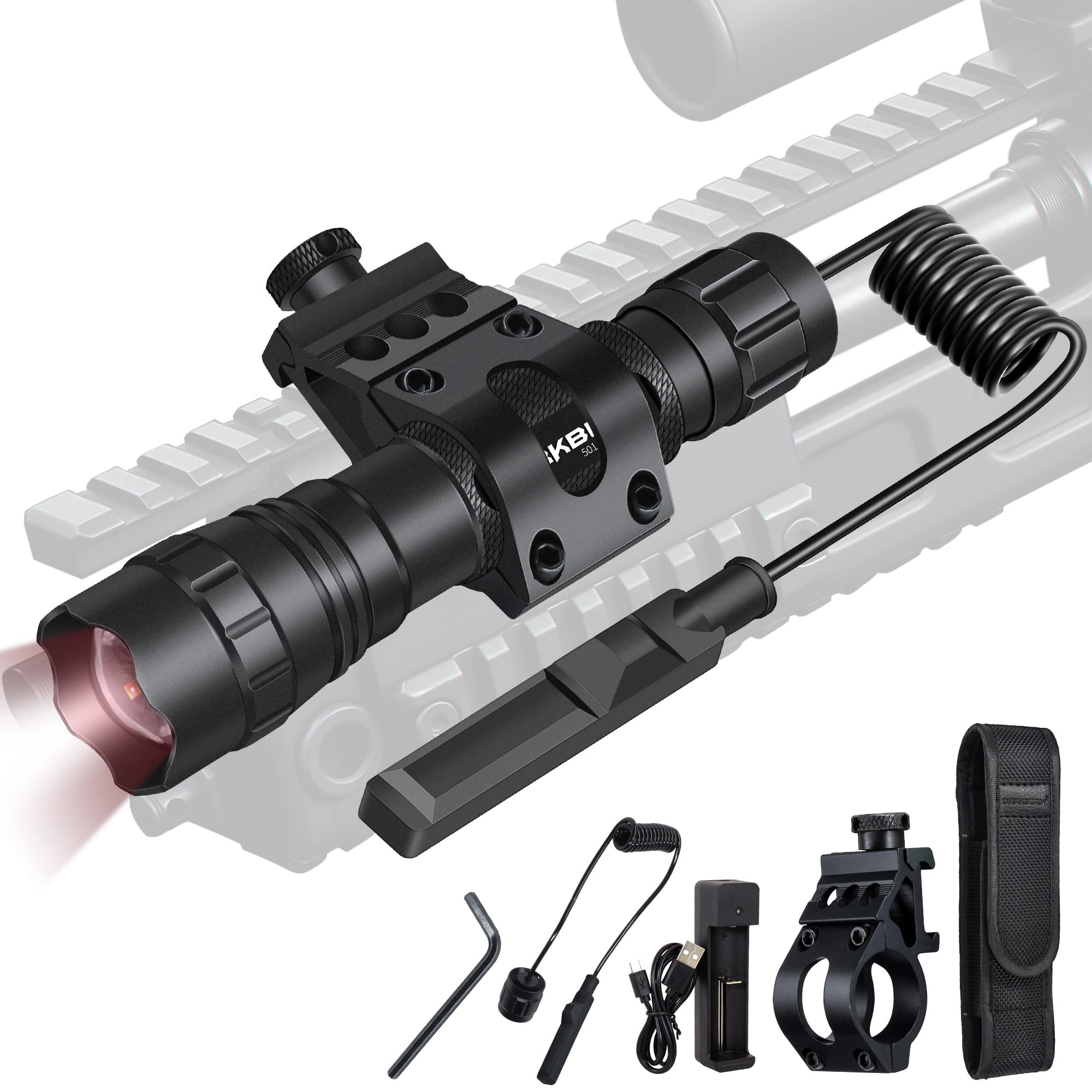 DARKBEAM ir Flashlight Infrared 850nm Light LED Rechargeable Mini for Night Vision  Tactical ir Illuminator with Long Range & High Power  Focus Adjustable for Hunting  Observation  Search  with Clip