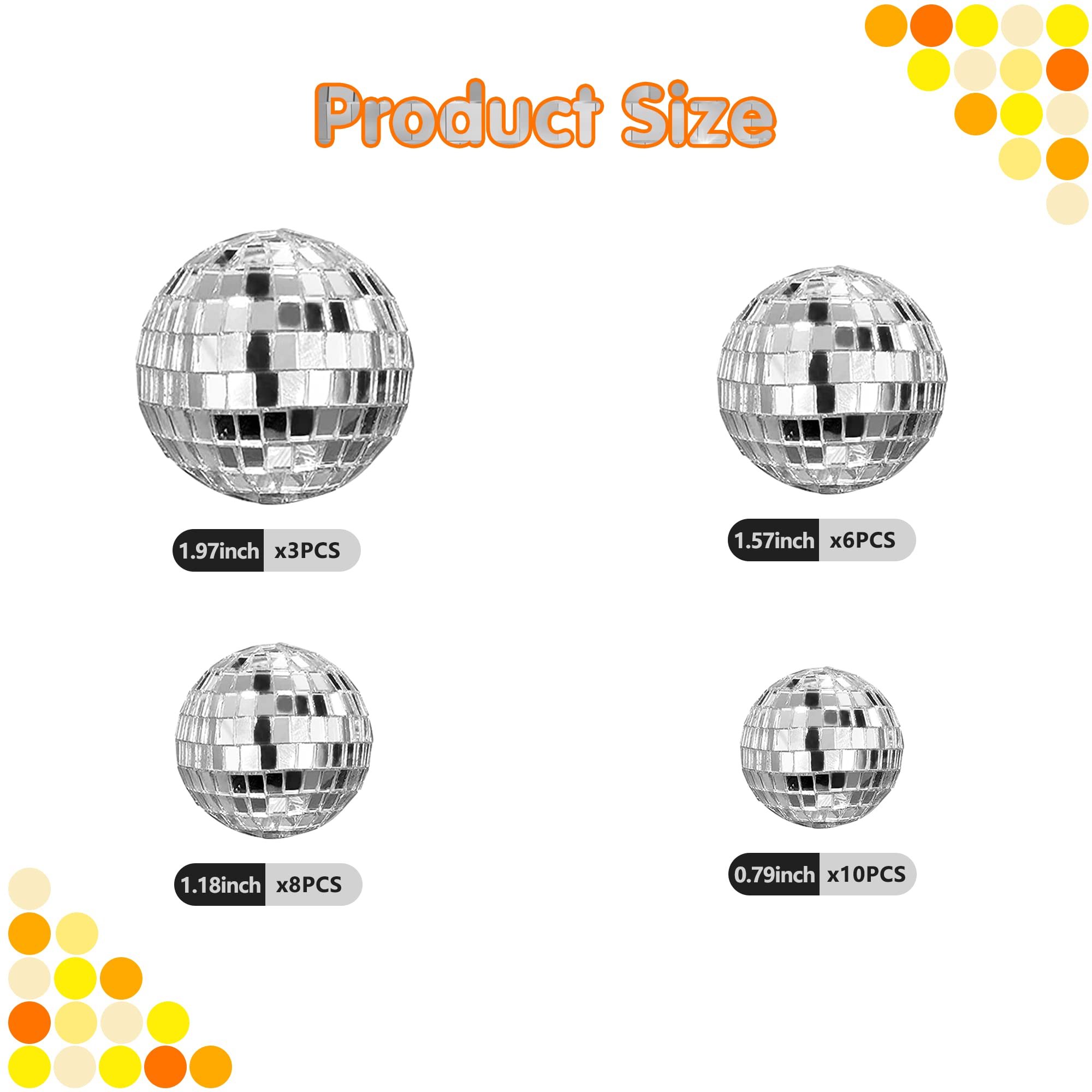 27 PCS Disco Ball Cake Decoration Ornaments Reflective Mirror Ball Cake Decoration 70s Disco Themed Party Decoration Silver Disc