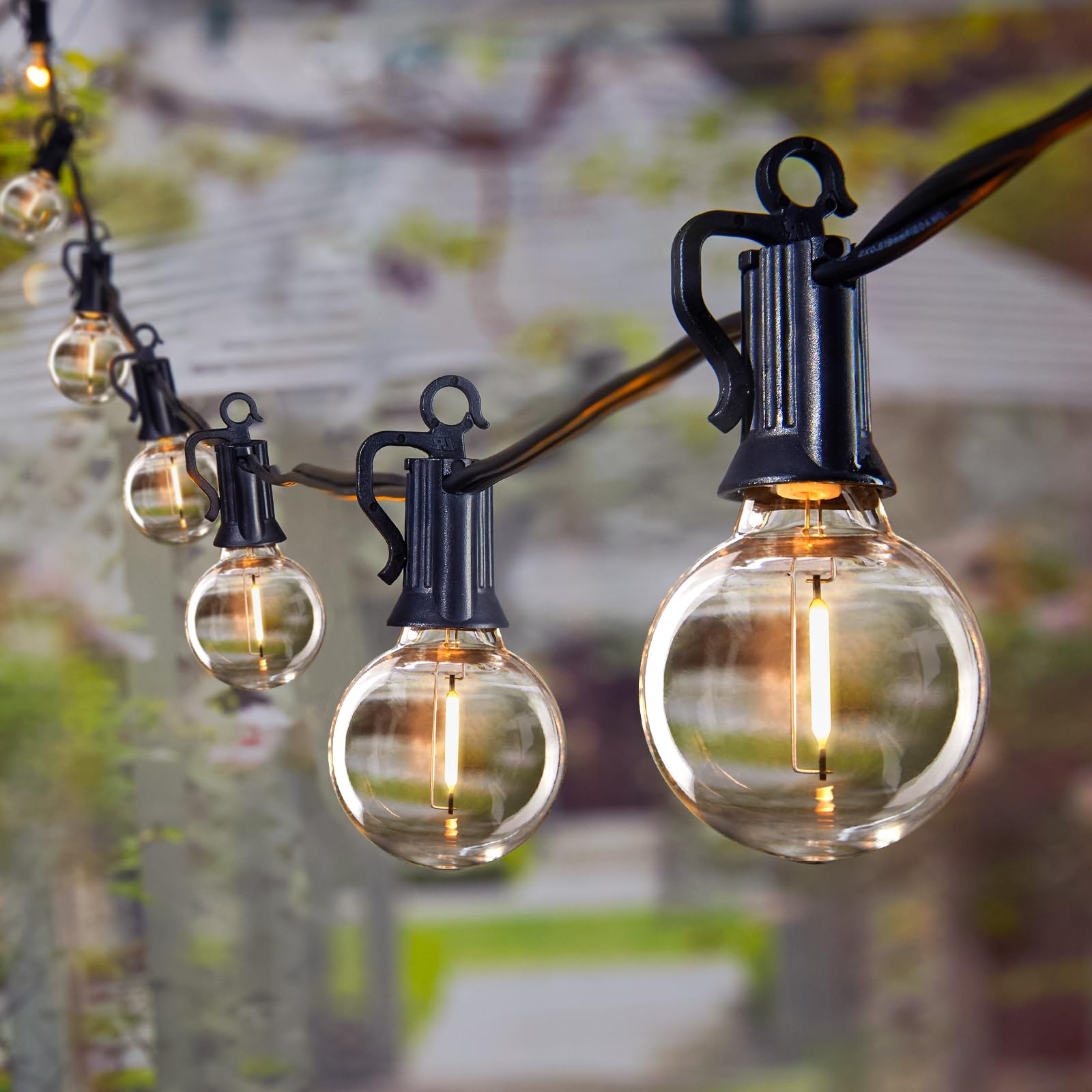 Brightown Outdoor String Lights 60ft G40 Globe Patio Lights, 32 Shatterproof Bulbs, Waterproof, Black - Model GYPC-O505BU