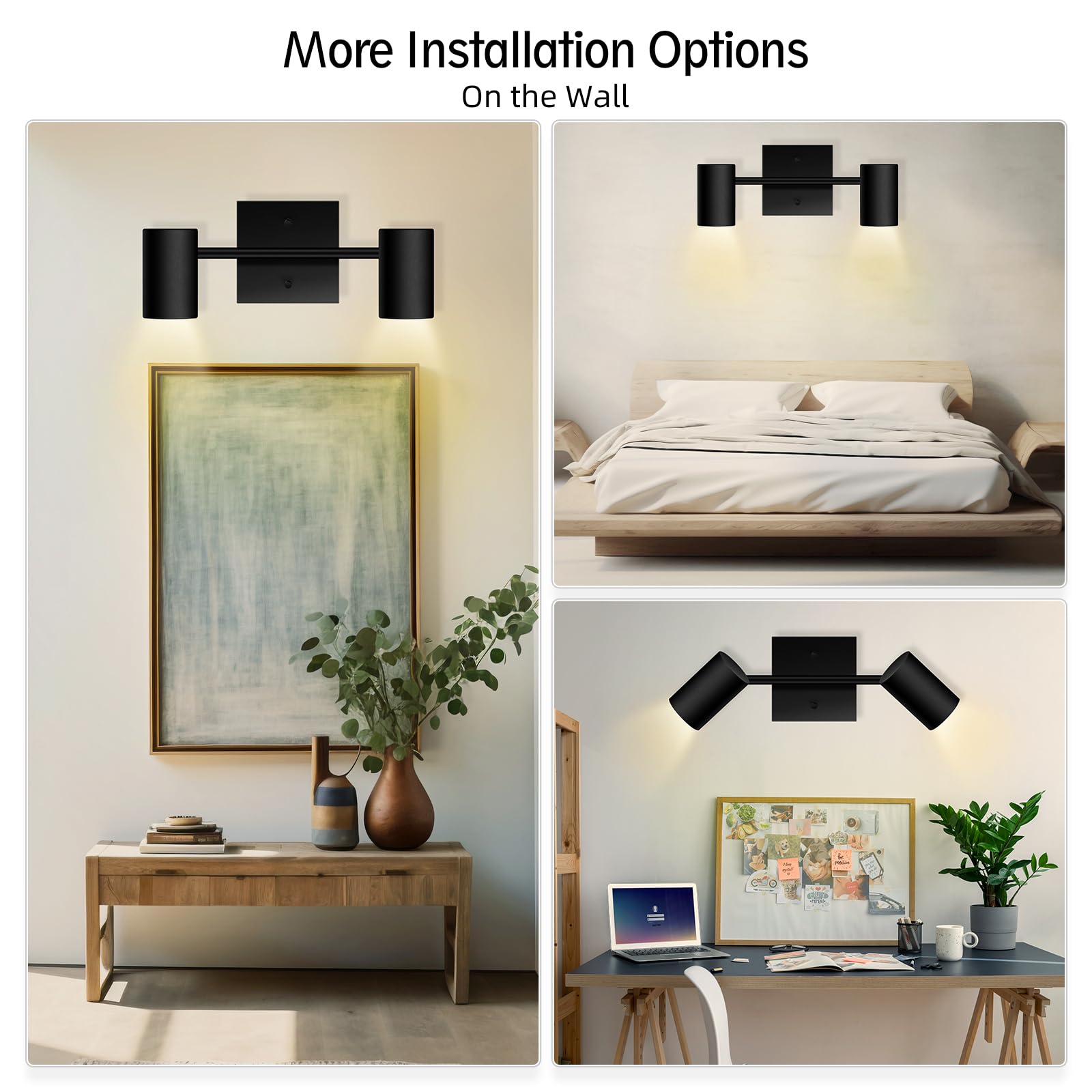 BoostArea 2-Light Track Lighting Kit, LED, GU10 Socket, Flexibly Rotatable, Black, Model C0521