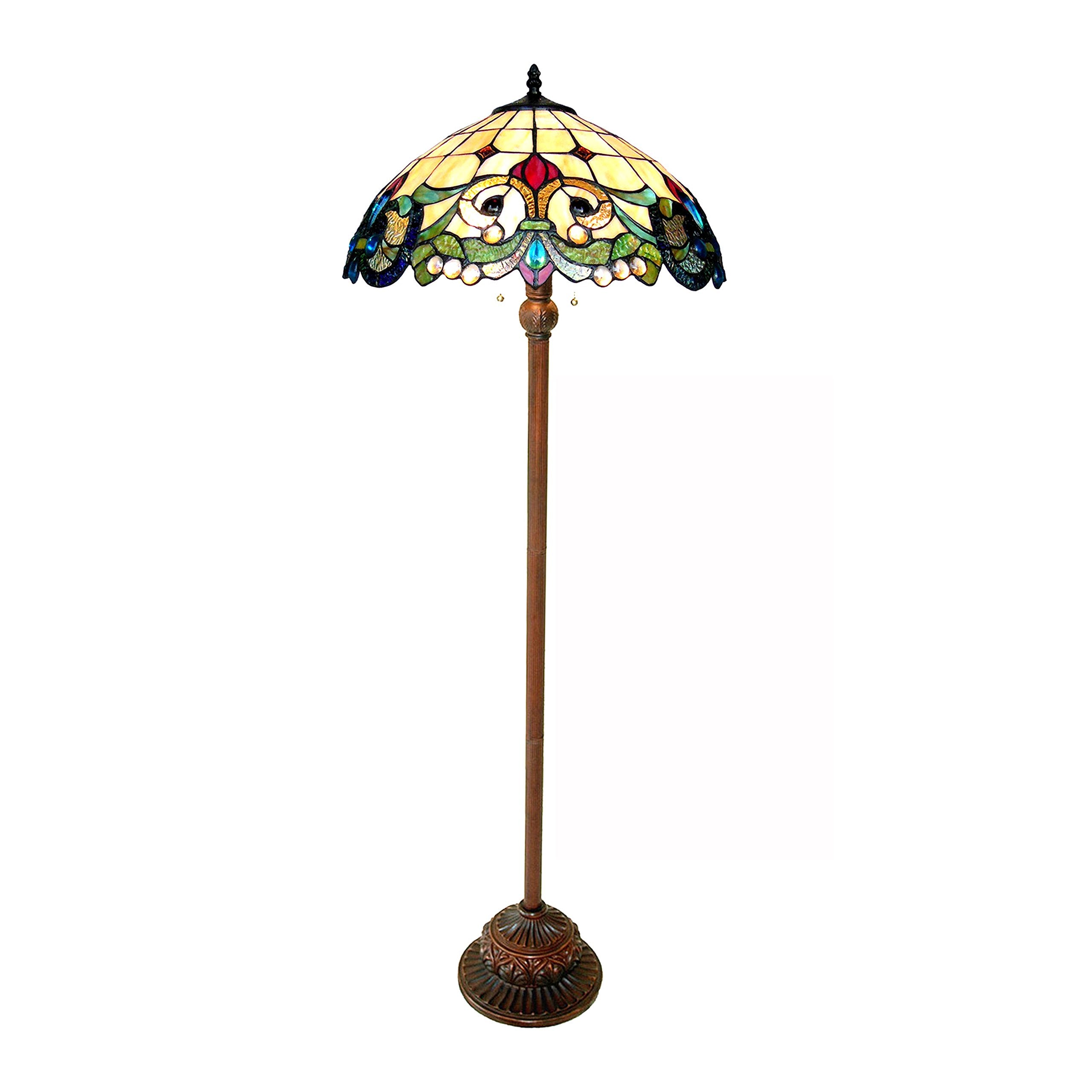 Chloe CH18767IV18-FL2 18&quot; Shade Dulce Tiffany-Style 2 Light Victorian Floor Lamp, 64 x 18 x 18, Multicolor