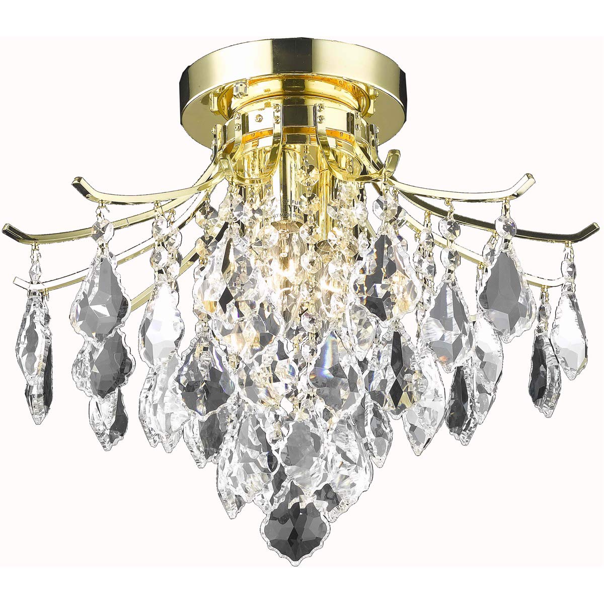 Living District Amelia 3-Light Flush Mount - Metal, Gold Finish, Model LD8100F16G
