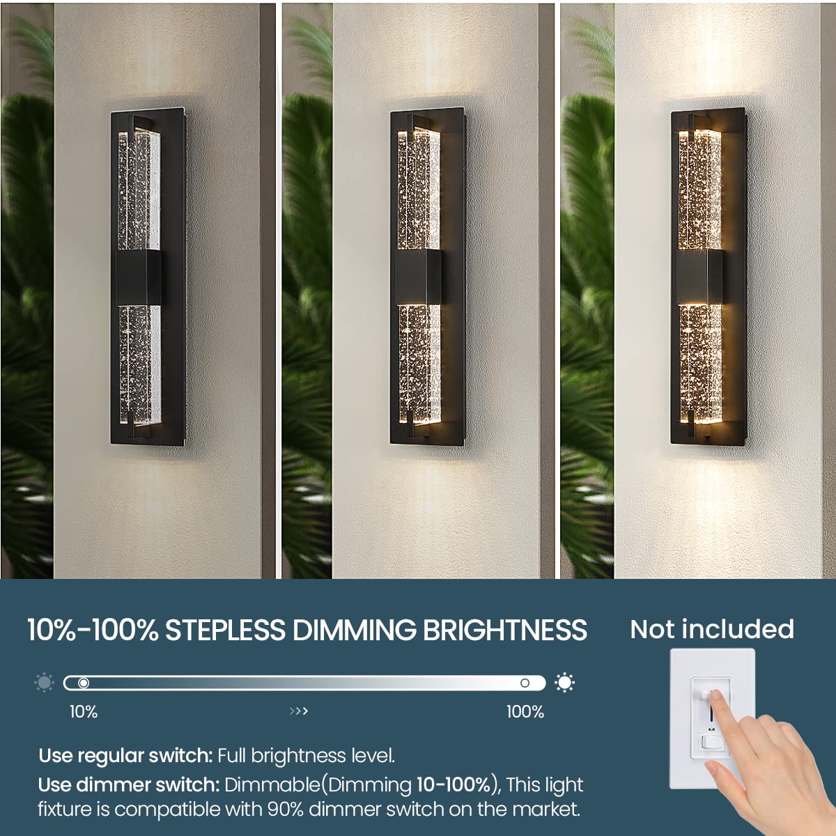 WOSHITU LED Wall Sconce Light: 19 Inch Black Modern Sconces Wall Lighting 3000K Dimmable Crystal Indoor Bathroom Sconce Wall Mou