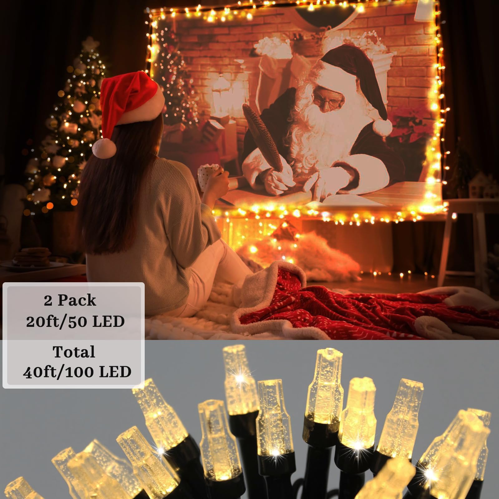 Elavika 2 Pack 20ft Battery Operated Christmas Lights with Remote, 50 LED String Lights with 8 Modes, Timer, Waterproof Fairy Li