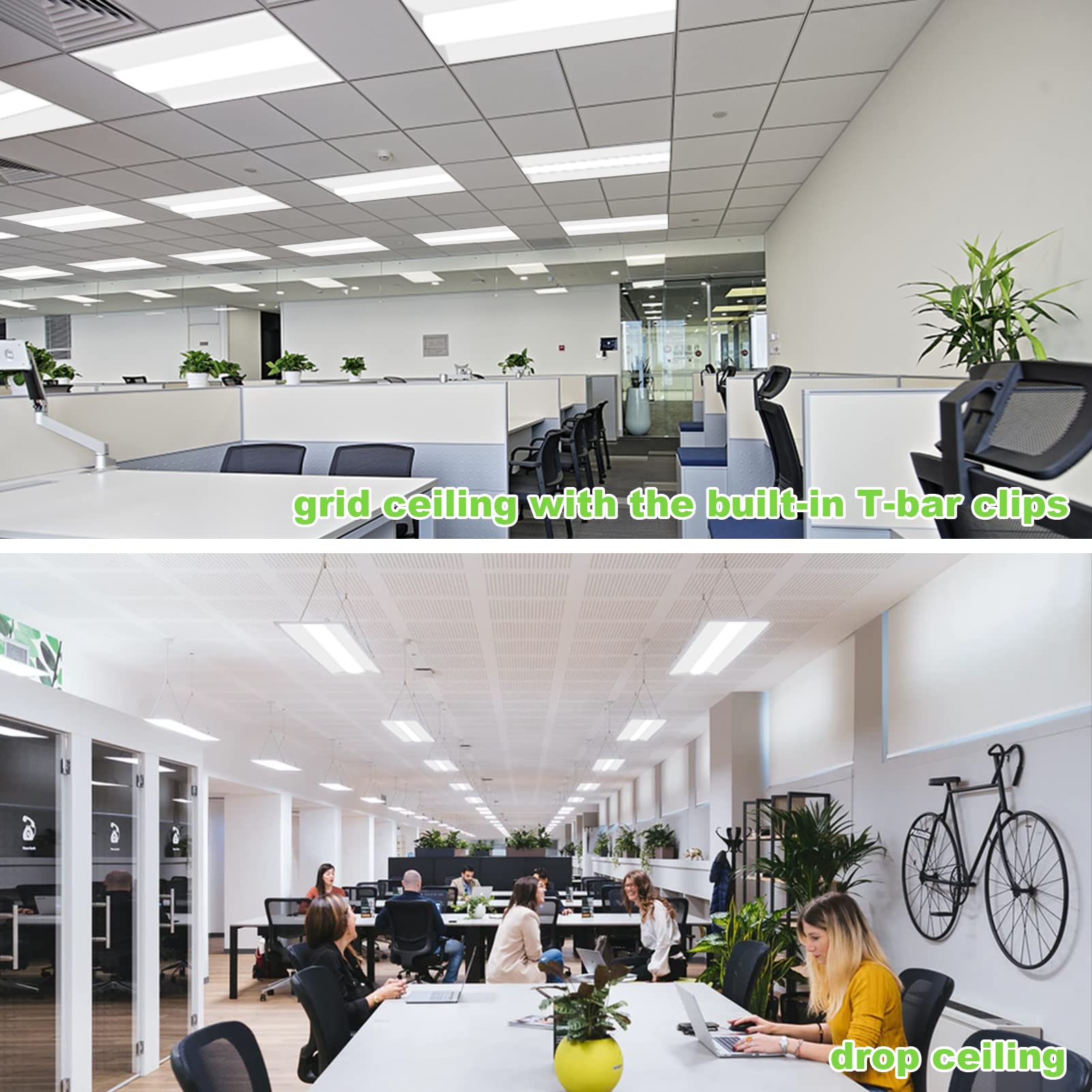 Cortelco 2X4 Led Troffer Center Basket Panel, Color Tunable 3000K/3500K/4000K/5000K, Watt Adjustable 25W/30W/35W/40W/50W-Up To 7500 Lumens, 0-10V Dimmable, 100-277V-Etl&Dlc Qualified, 2-Pack