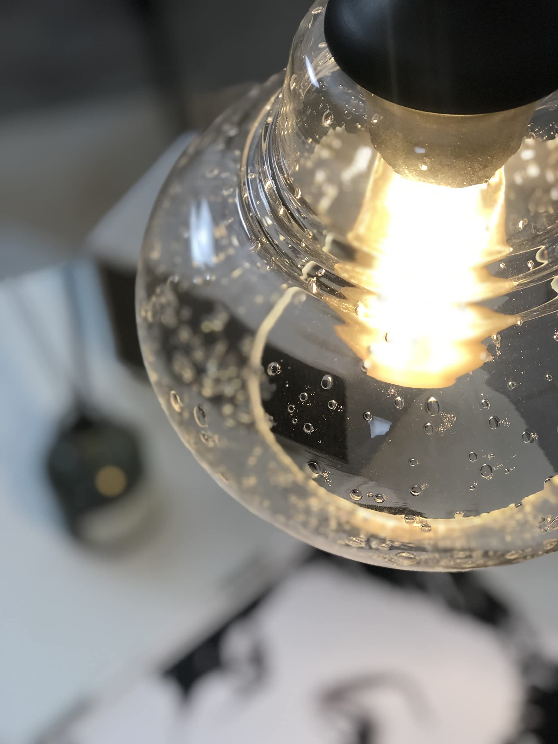 Elyona 8&quot; Industrial Pendant Light, Seeded Bubble Glass, Oil Rubbed Bronze For Kitchen & Dining