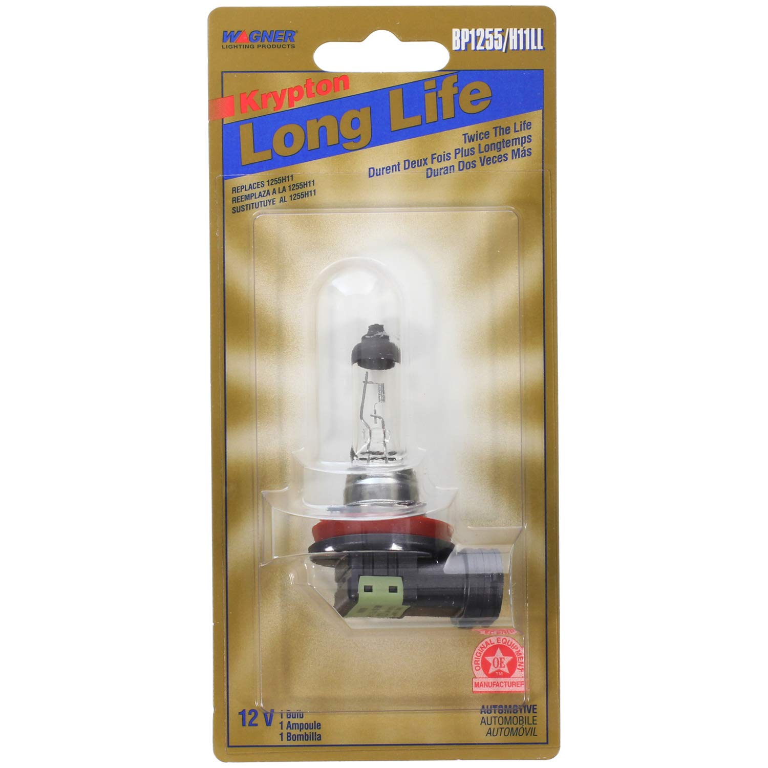 Wagner Multi-Purpose Light Bulb BP1255/H11LL, Glass, Assorted, 1 Count