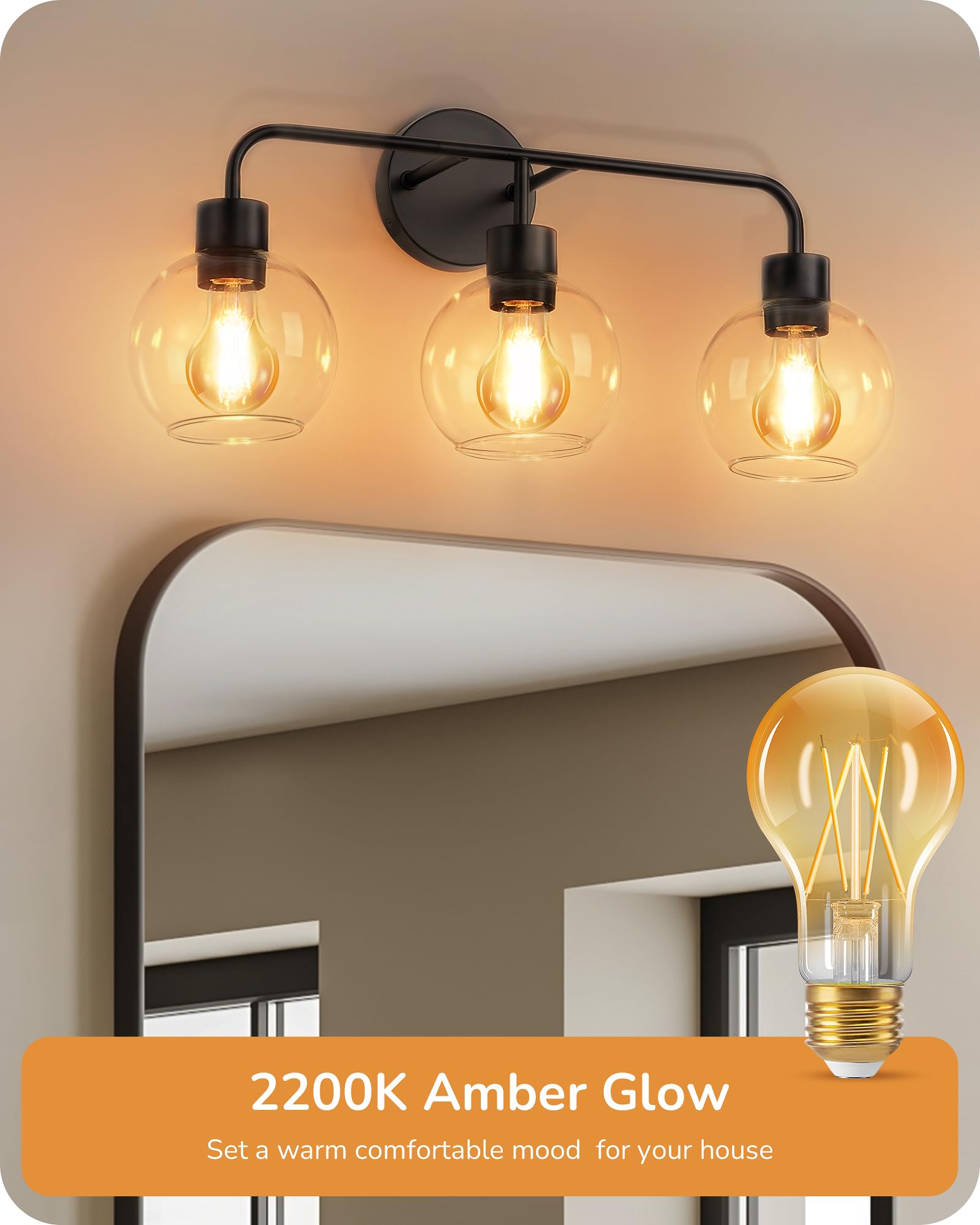 Edishine Vintage Led Edison Bulbs 8W, 60W Equivalent, 2200K Amber Warm Light, St58 Antique Edison Light Bulb With 80+ Cri, A19 D