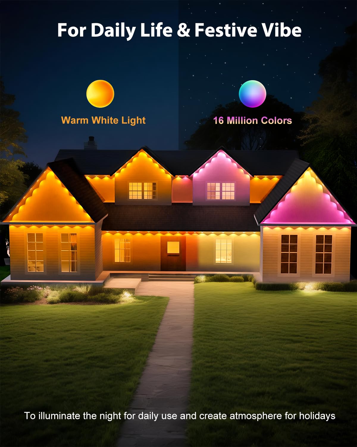 Tropwellhouse 100ft RGB Smart LED Outdoor Lights, IP67 Waterproof, Remote Control, White, Model YM2025-2