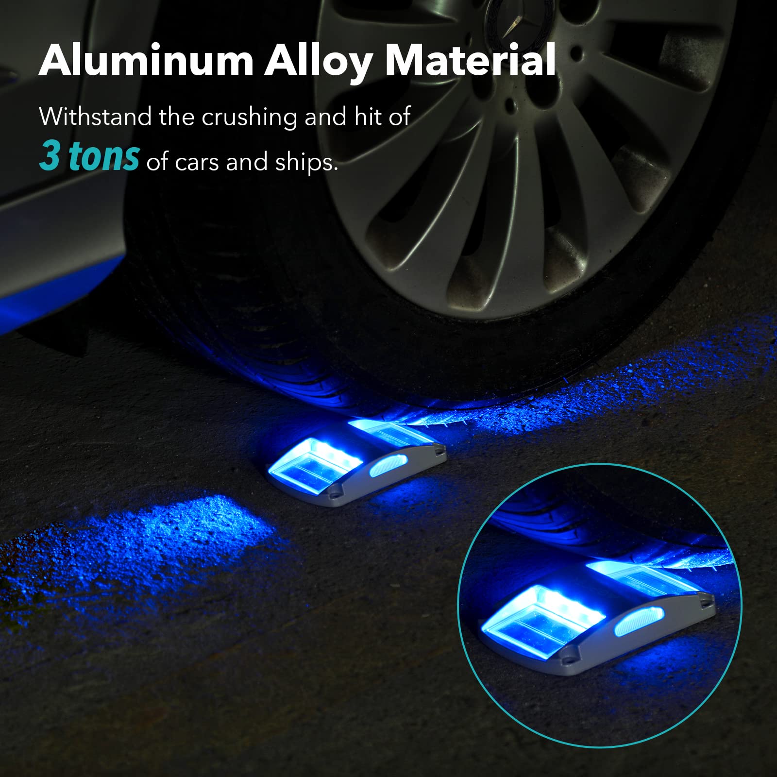 AGPTEK Solar Driveway Lights, 20 Pack, Waterproof LED Markers for Pathway, Blue Light, Model APOLD2