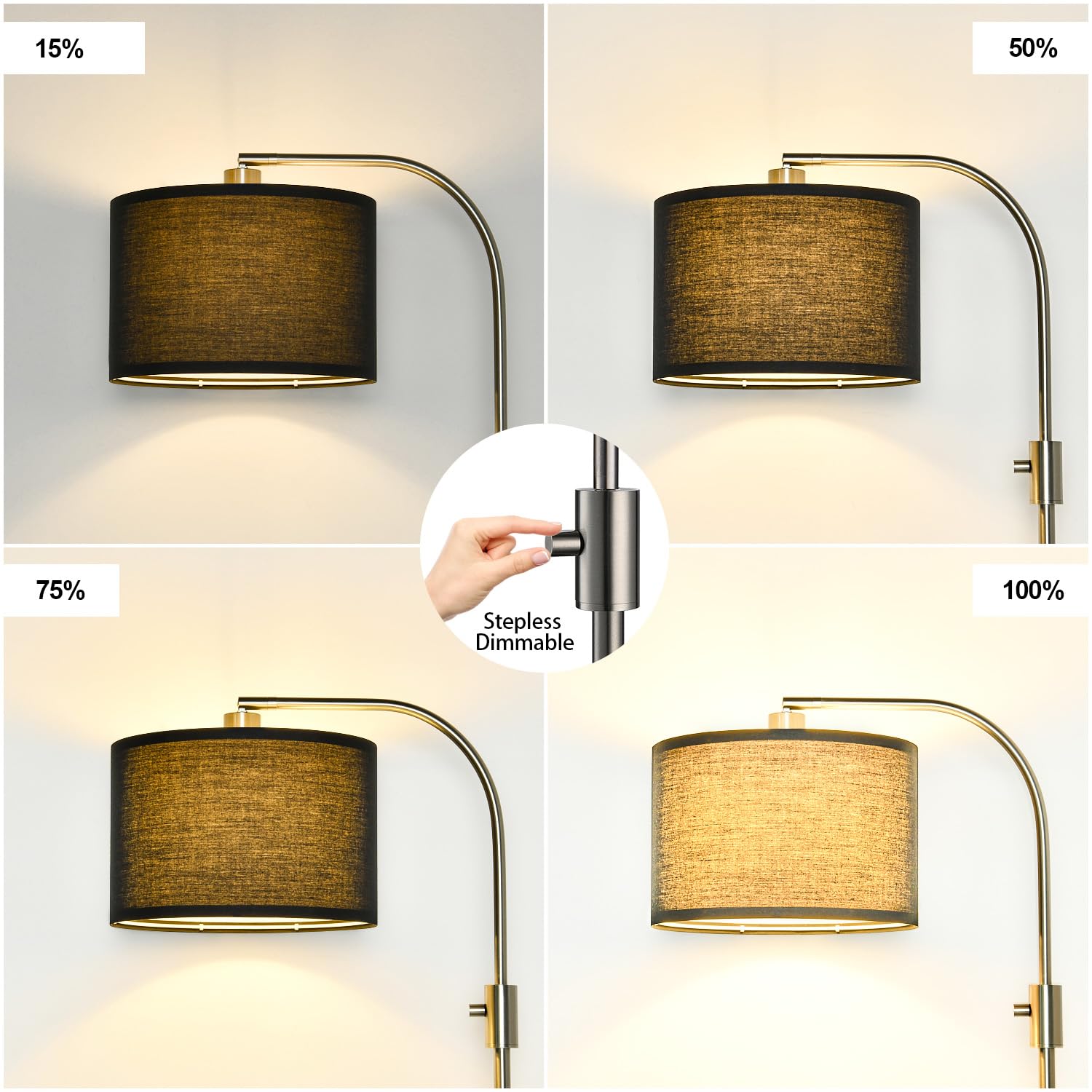 ?Upgraded? Dimmable Floor Lamp, 1200 Lumens Led Bulb Included, Brushed Nickel Arc Floor Lamps For Living Room Modern Standing La