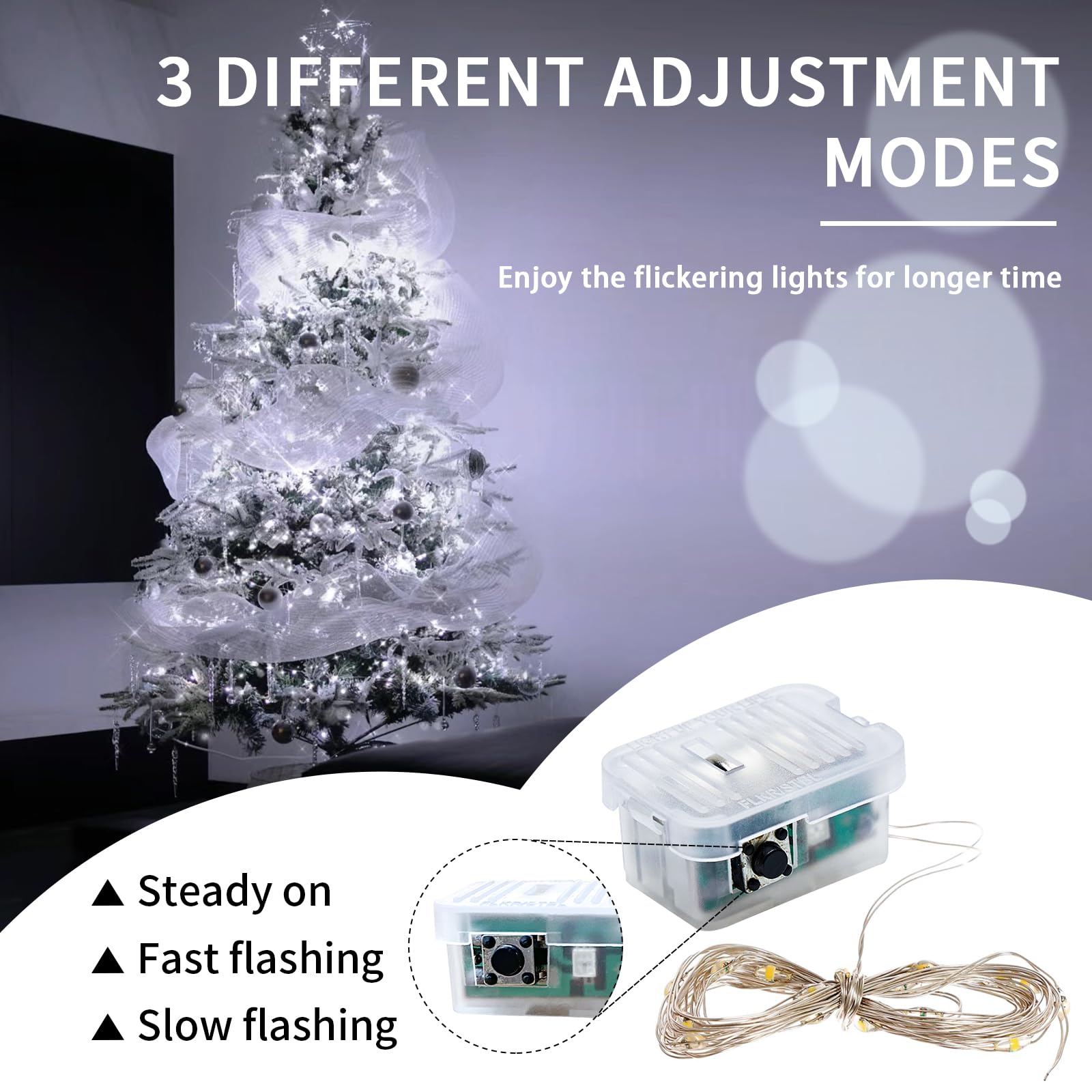 chzk 100 Pack Fairy Lights 7Ft 20 LED Twinkle String Lights Battery Operated Waterproof Cold White A01-Mini