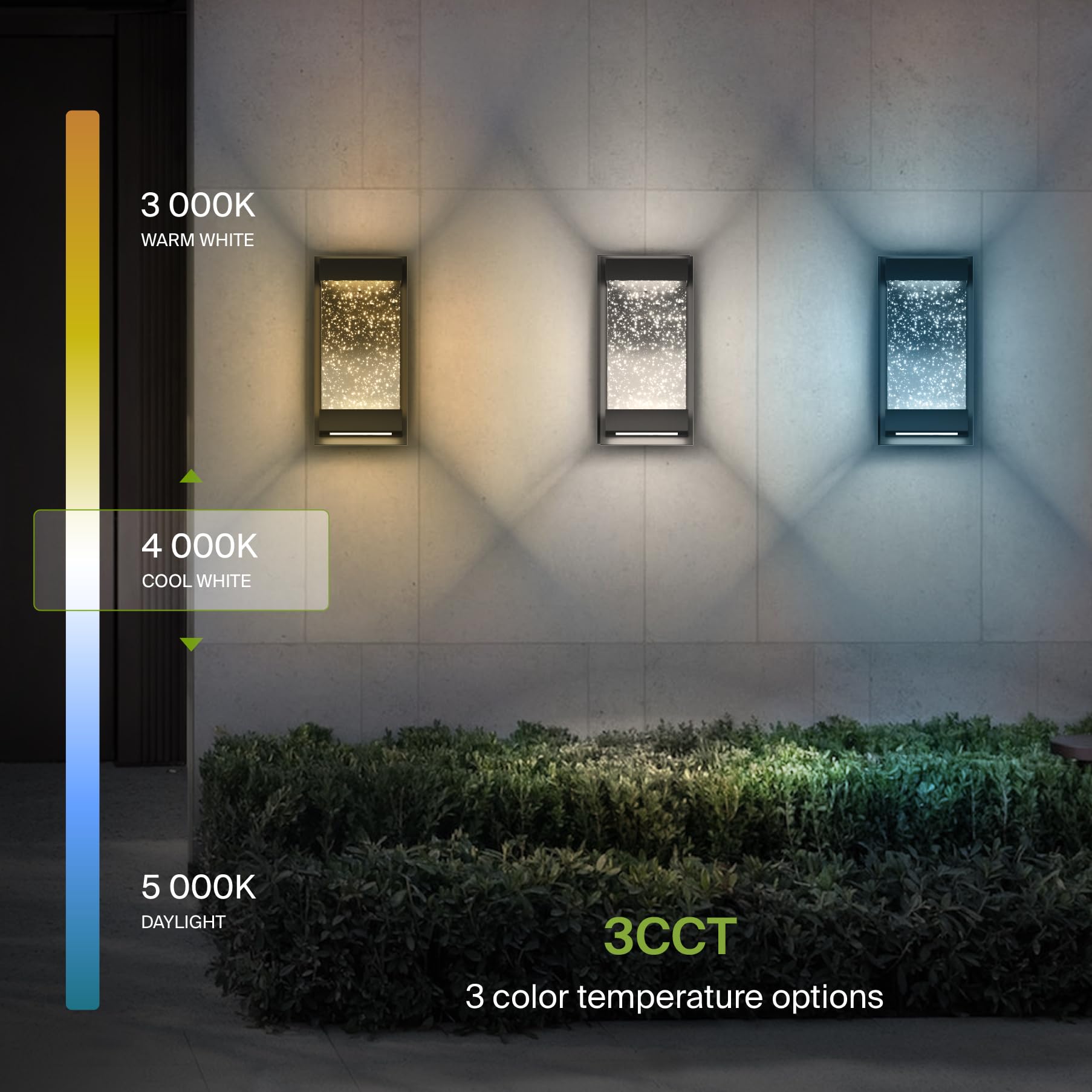 ASD 12 Inch LED Bubble Glass Wall Light Fixture | 22W 500LM 3000K-5000K | Dimmable, Waterproof, ETL Listed, Black