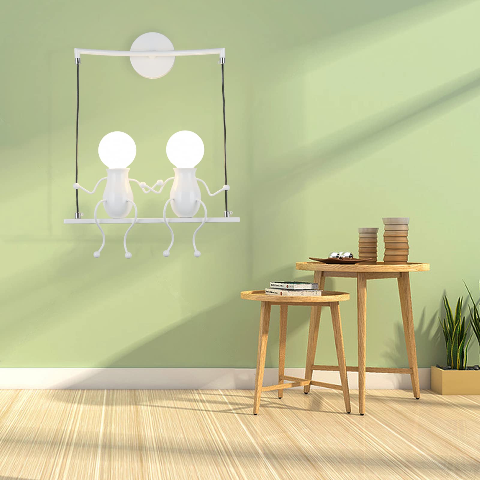 SOUTHPO Wall Light Fixture - Creative LED Swing Double Wall Lamp - Metal - White - Model SOUTHPO