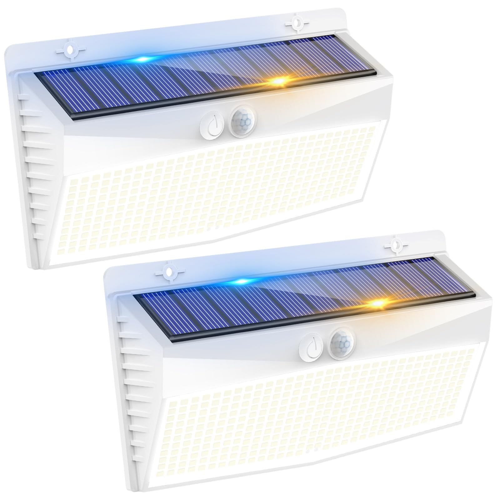 Peasur 2 Pack Solar Motion Sensor Lights - 368 Led, Waterproof, 3 Lighting Modes, White, Outdoor Security For Yard, Garden, Garage
