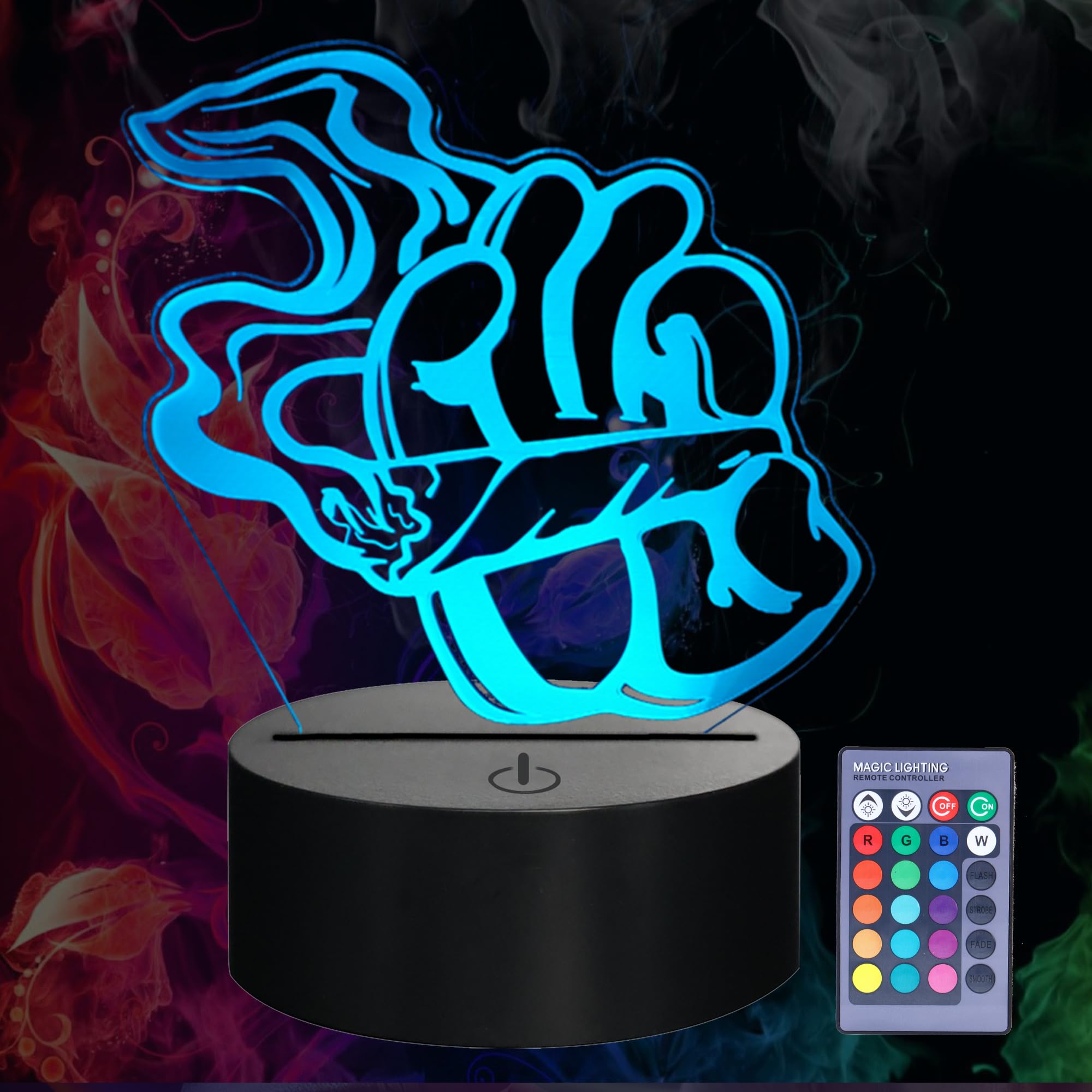 POSSHE Cool 3D Night Light, 3D Illusion Lamp with 16 Colors Changing, Remote Control and Dimmable, Kids Boys Girls Room Decorati