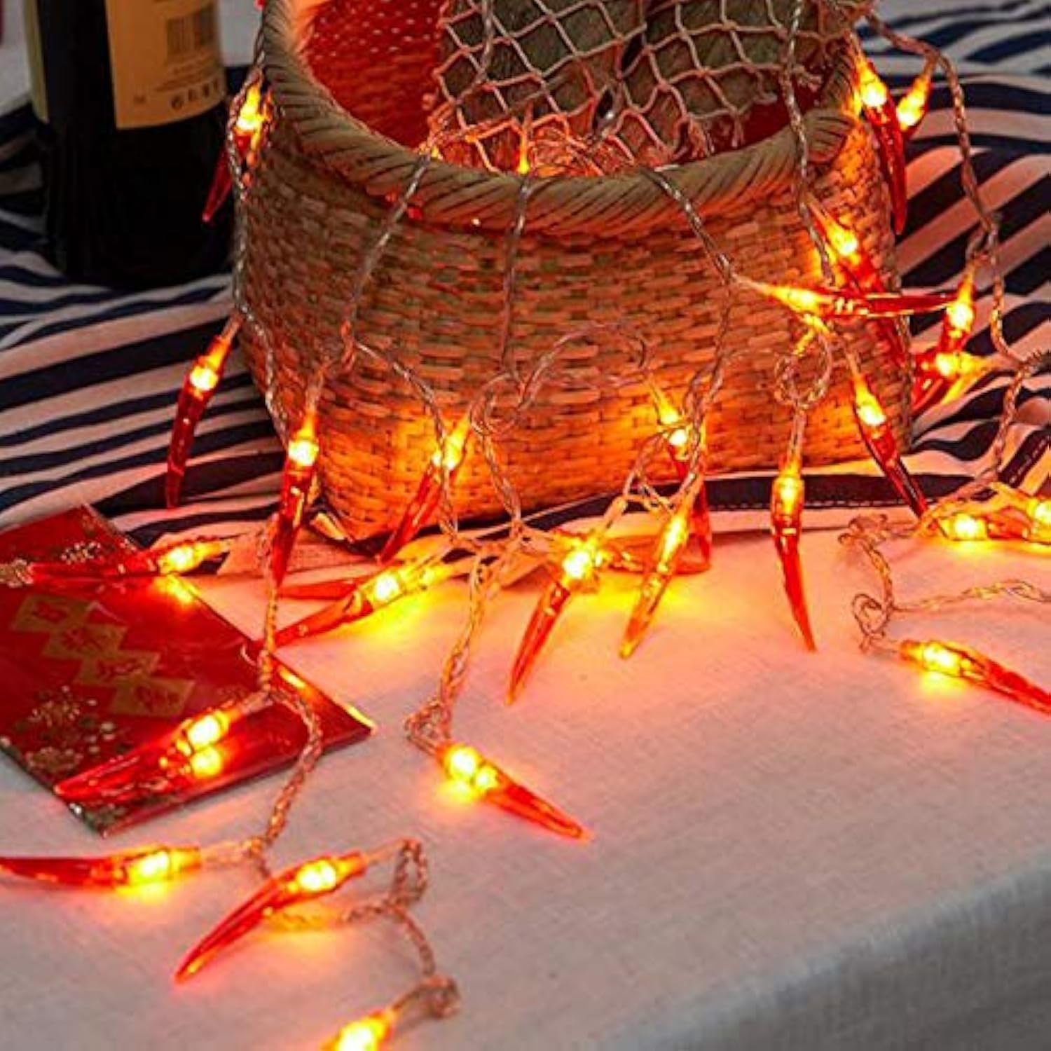 OKBA 2pack red Chili Pepper String Lights,40 LED Pepper String lamp Indoor Kitchen Decor Outdoor Mexican Decorations Light, Battery Powered for Chinese New Year,Holiday Party,Christmas Home Decor