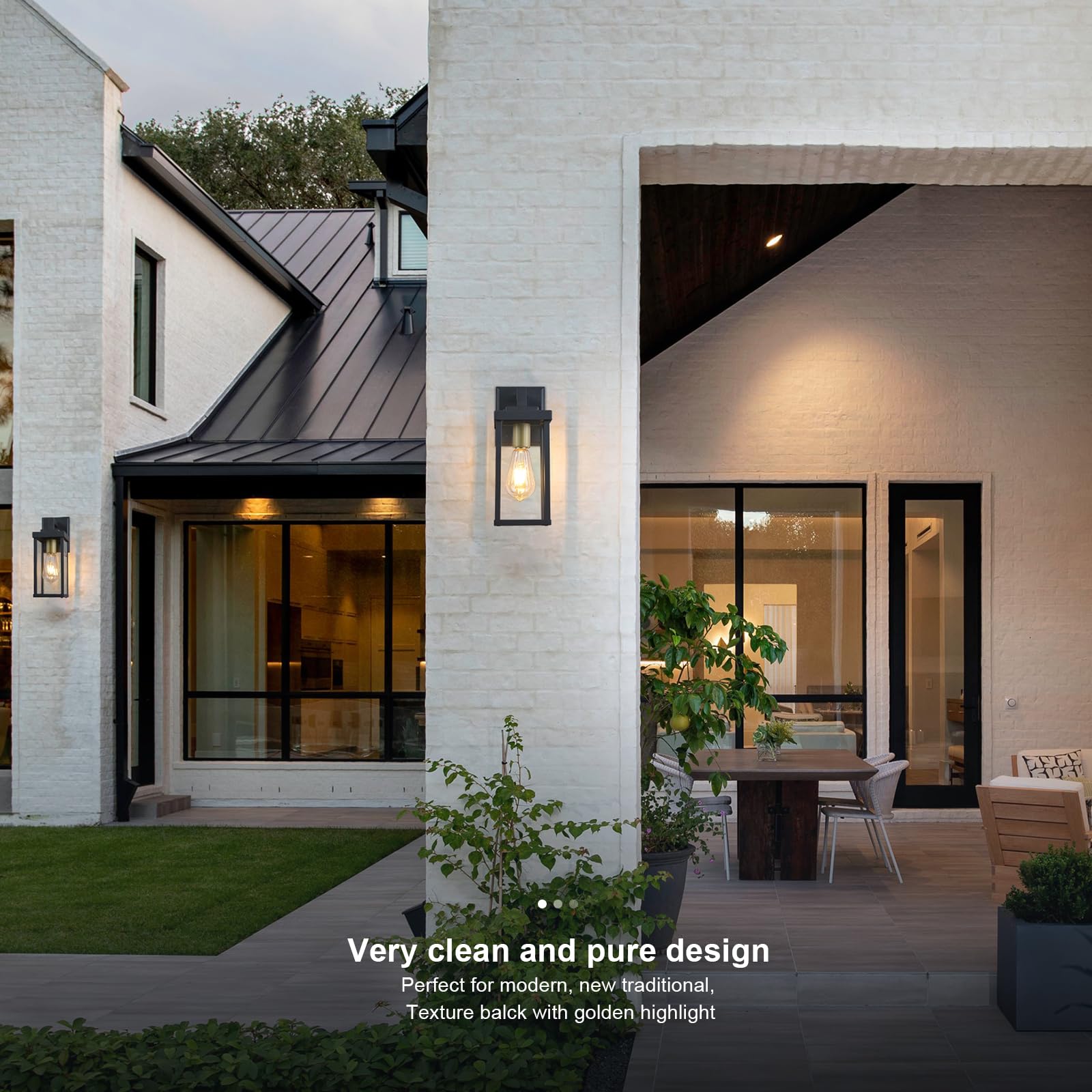 Alvime Outdoor Wall Lights, Waterproof Exterior Lanterns, Black Twin Pack For Entryway & Patio