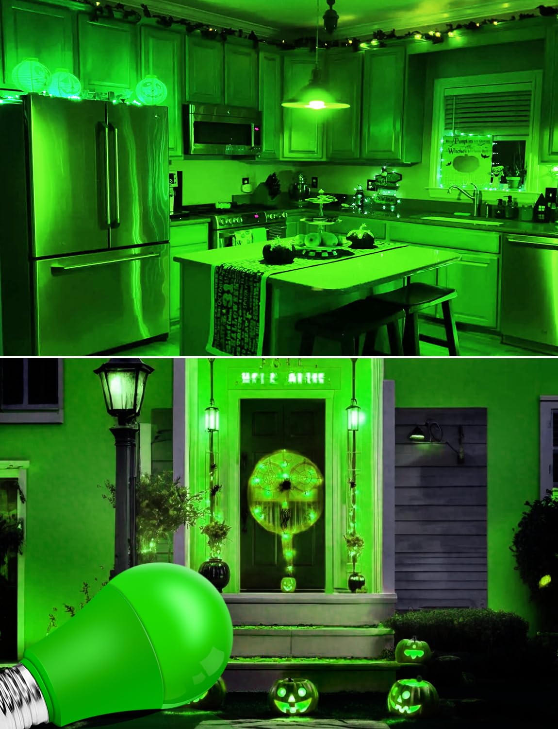 Ecoiot Green Light Bulb Outdoor, 9W (60W Equivalent), E26 Base Non-Dimmable, Led Bulbs For Christmas, Party, Porch Decoration, H