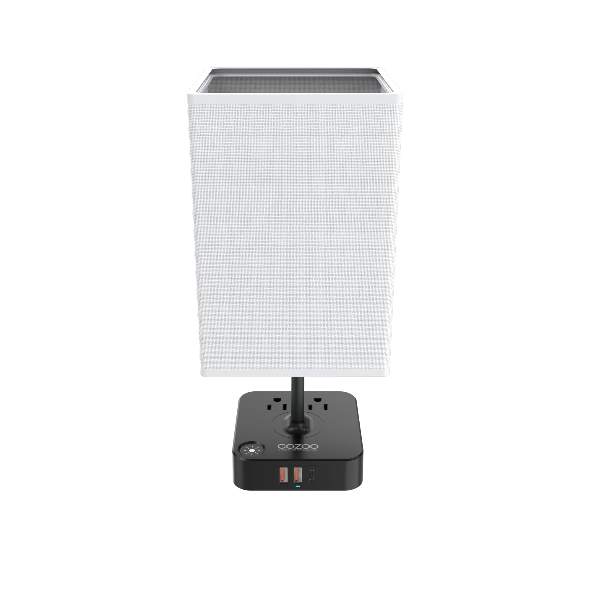 COZOO Bedside Table Lamp, Dimmable Touch Control, 3 USB Ports, 2 Outlets, 5.2inD x 5.2inW x 13.65inH