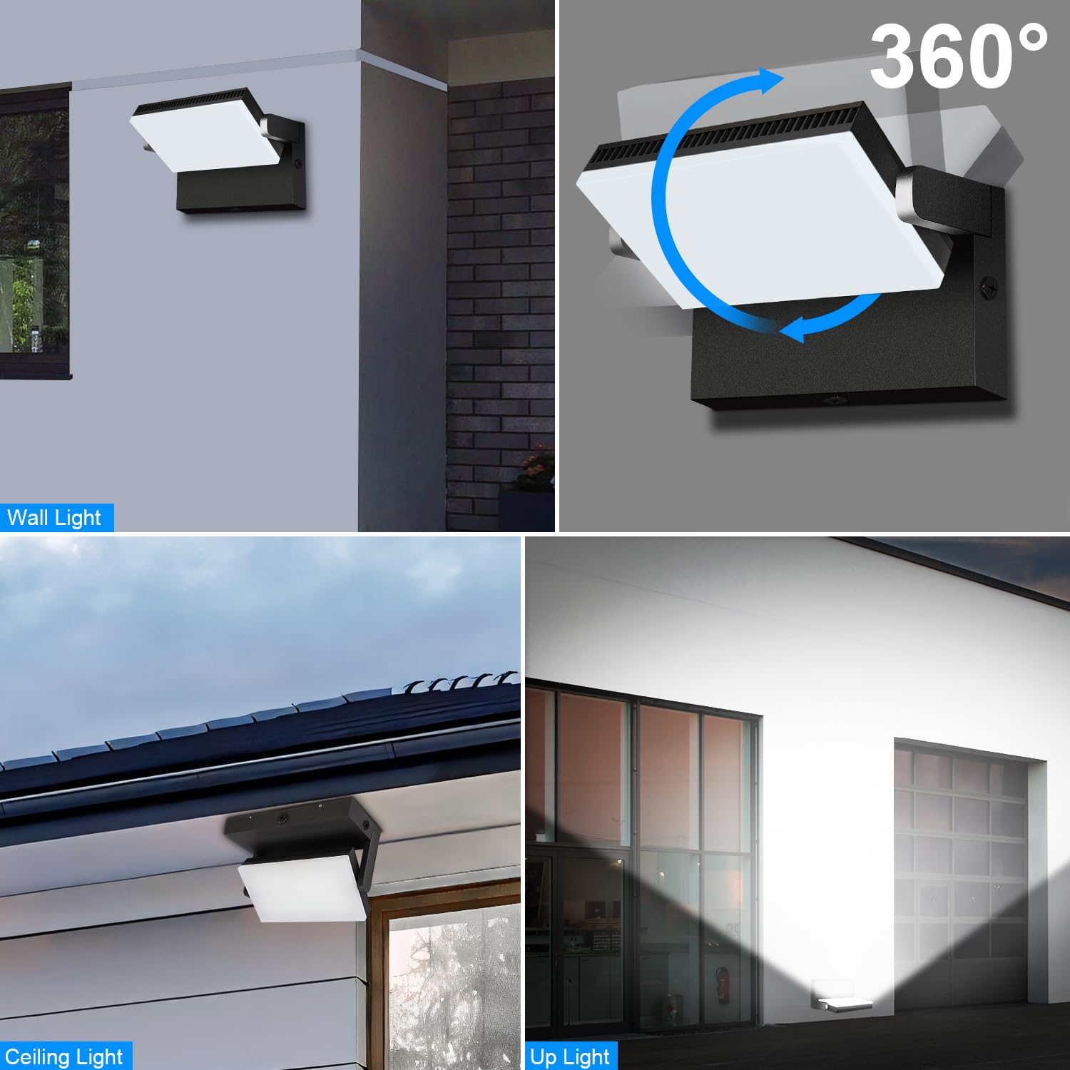 ledmo 150W Outdoor LED Wall Pack Light, 21000lm, Black, Full 360° Rotation, Model LED1377, Aluminum, Commercial Security Fixture