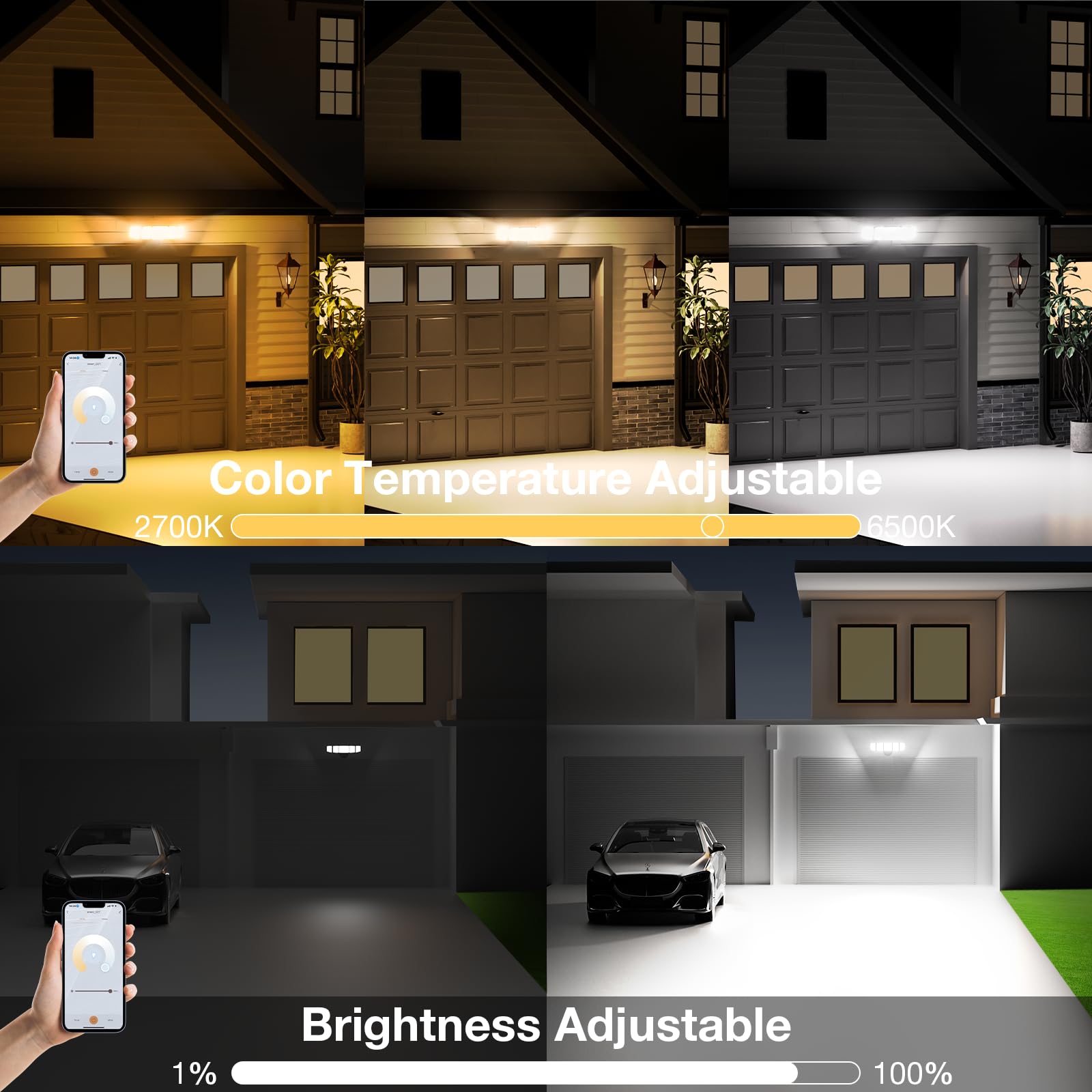Onforu 120W Smart Flood Light - 12000LM LED Security Light, WiFi & Alexa Control, 5 Adjustable Heads, Black, Model BDB120WF-5