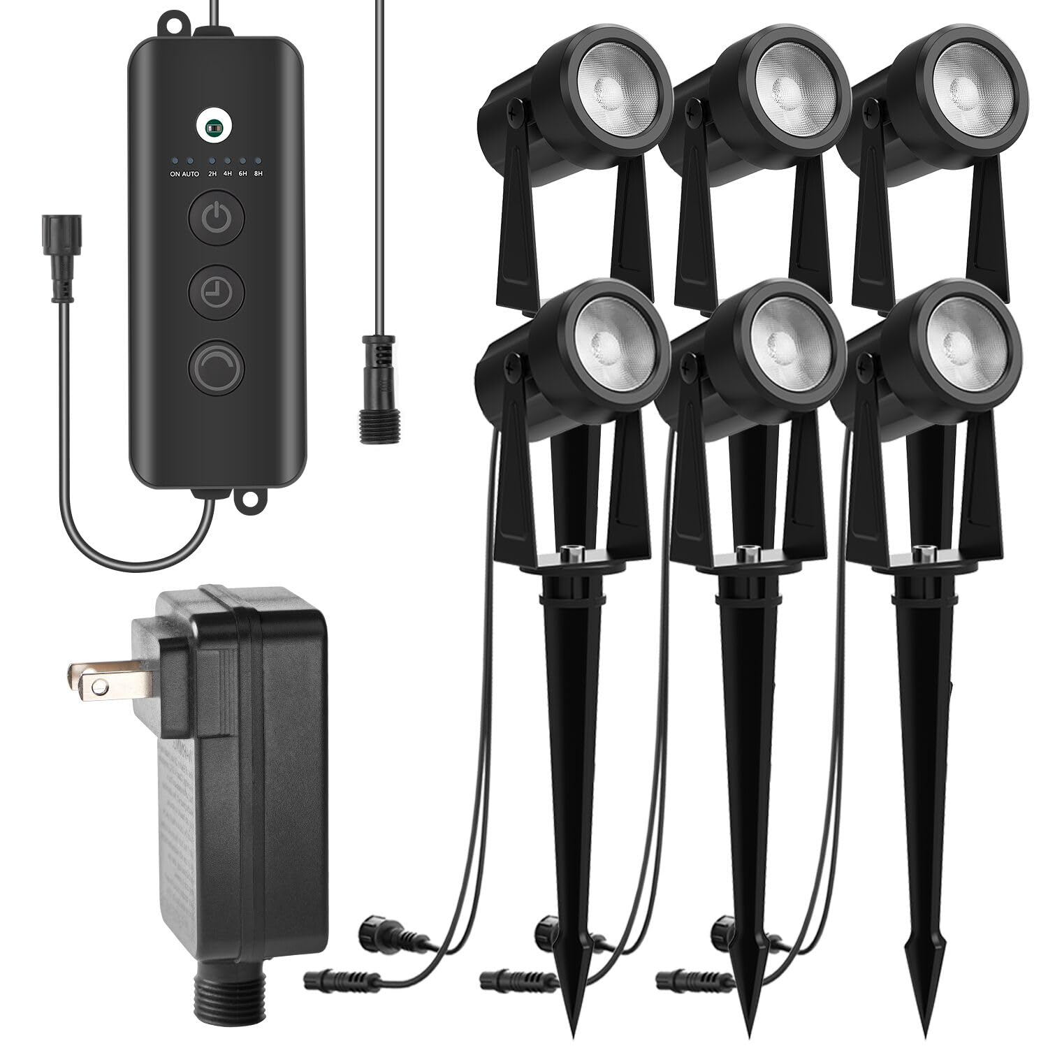 ZYAN 6 Pack Outdoor LED Landscape Spotlights with Sensor, Dimmable with Timer, Dusk to Dawn, IP65 Waterproof & Connectable