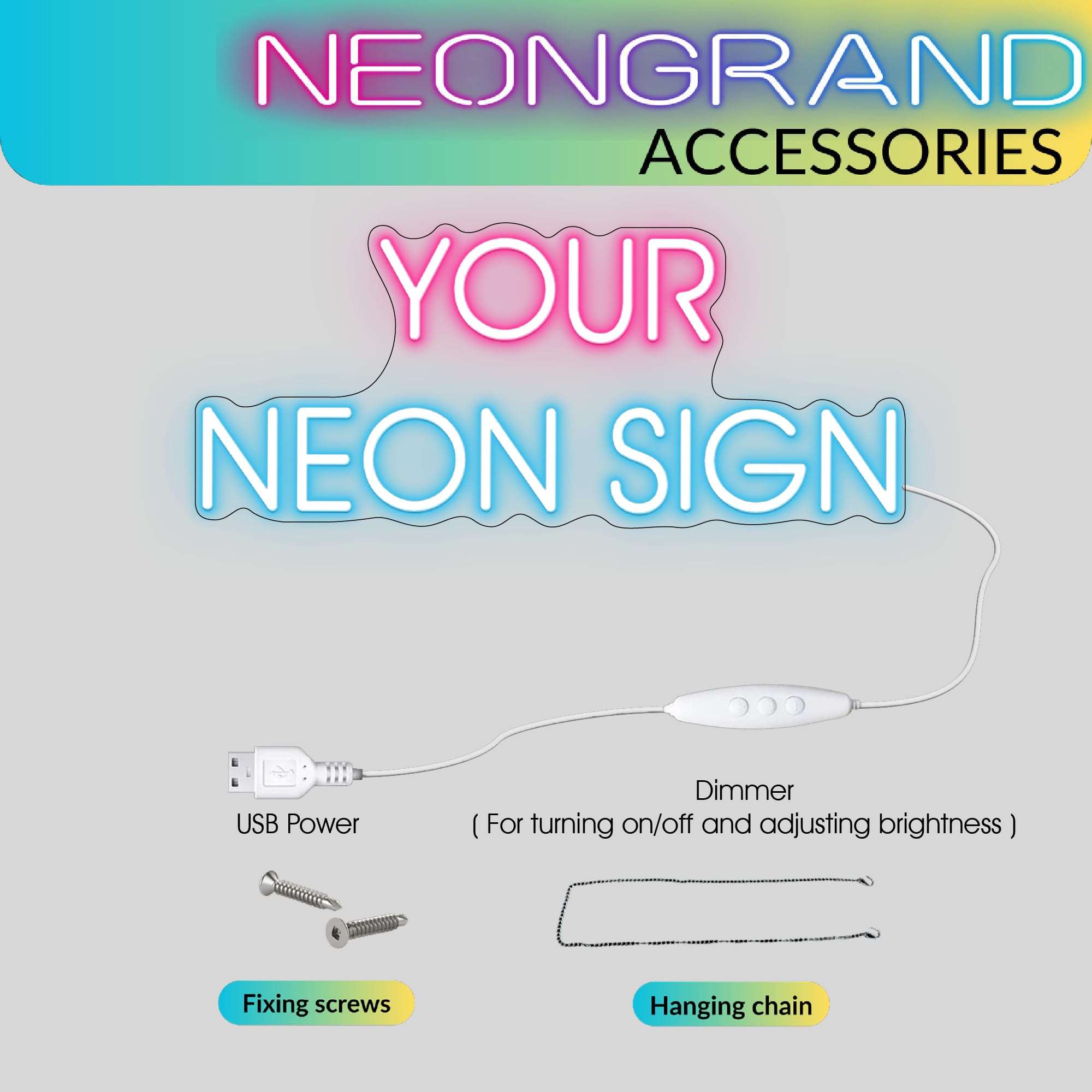 NEONGRAND Open Bar Neon Sign Light, Acrylic, 16x10.7in , Pink and Ice Blue