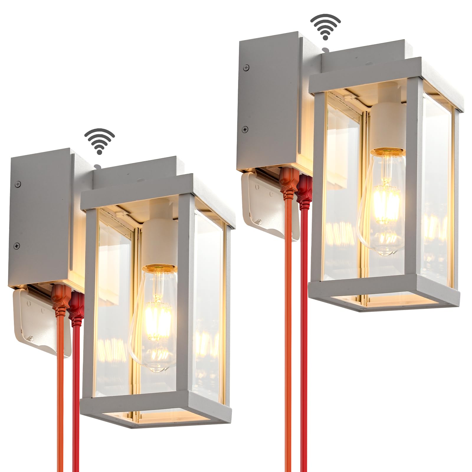 JOKAONOTL Dusk to Dawn Porch Lights, Waterproof Outdoor Wall Fixtures, Aluminum, 2 Pack, White, Model 2-SOT6W