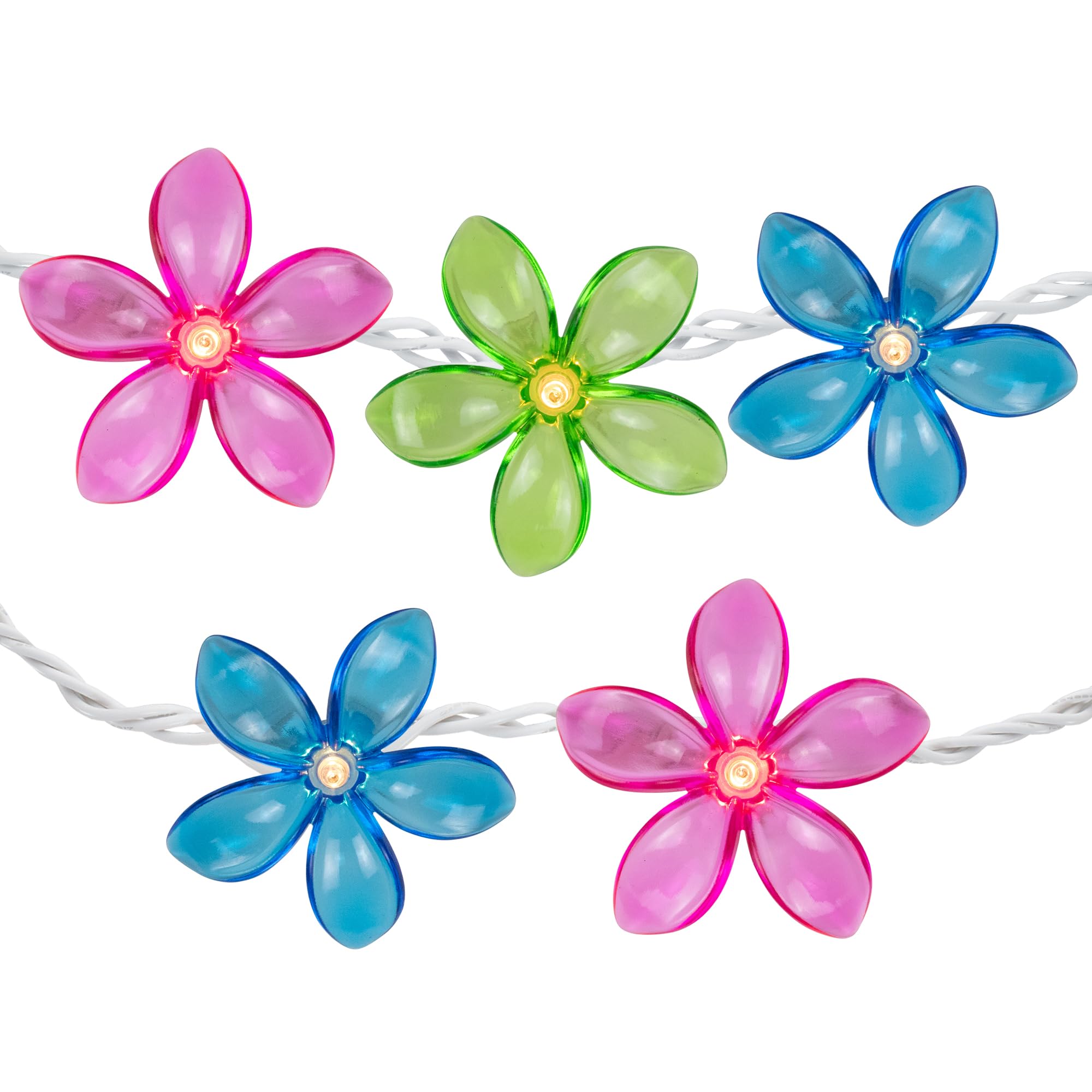 Northlight Flowers Indoor Outdoor Patio Light Set - 9 White Wire - 10ct
