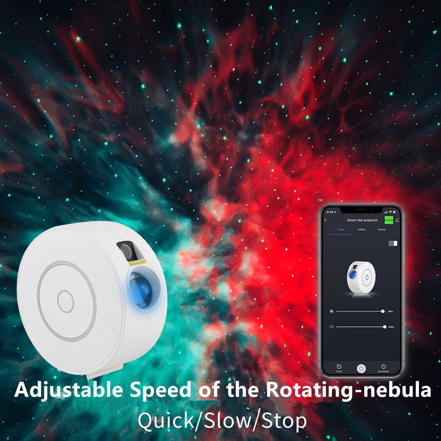 Smart Galaxy Projector With Nebula Cloud/Moving Ocean Wave, Wifi Star Projector For Room Decor, Home Theater Night Light Projector, Compatible With Alexa & Google Home