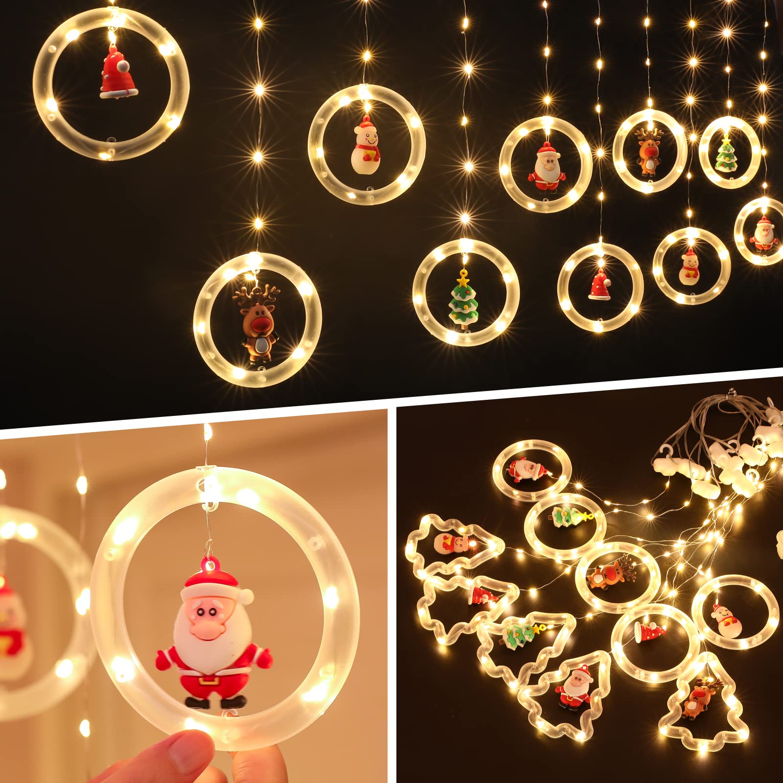 MILEXING Christmas Lights, 10 Tree Lights, 120 LED, Battery Operated, Waterproof String Light, 9.84 ft, Warm Round Lamp
