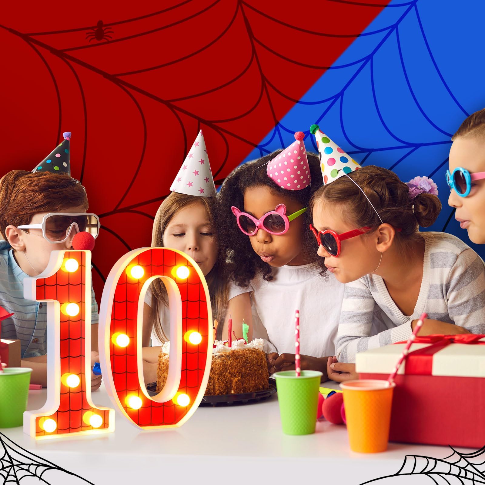 VIHOSE Spider LED Number 1 Light, 8.7" Polypropylene Birthday Decoration, As Shown, Perfect for Kids Parties and Baby Showers