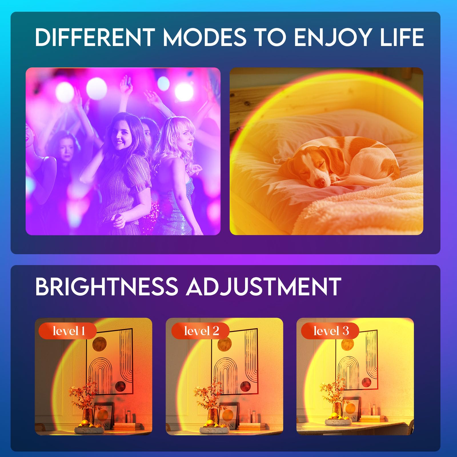 SEMRYICO Sunset Lamp Projector, APP & Remote Control, Multicolor LED, 360° Rotation, Aluminum, Model R502