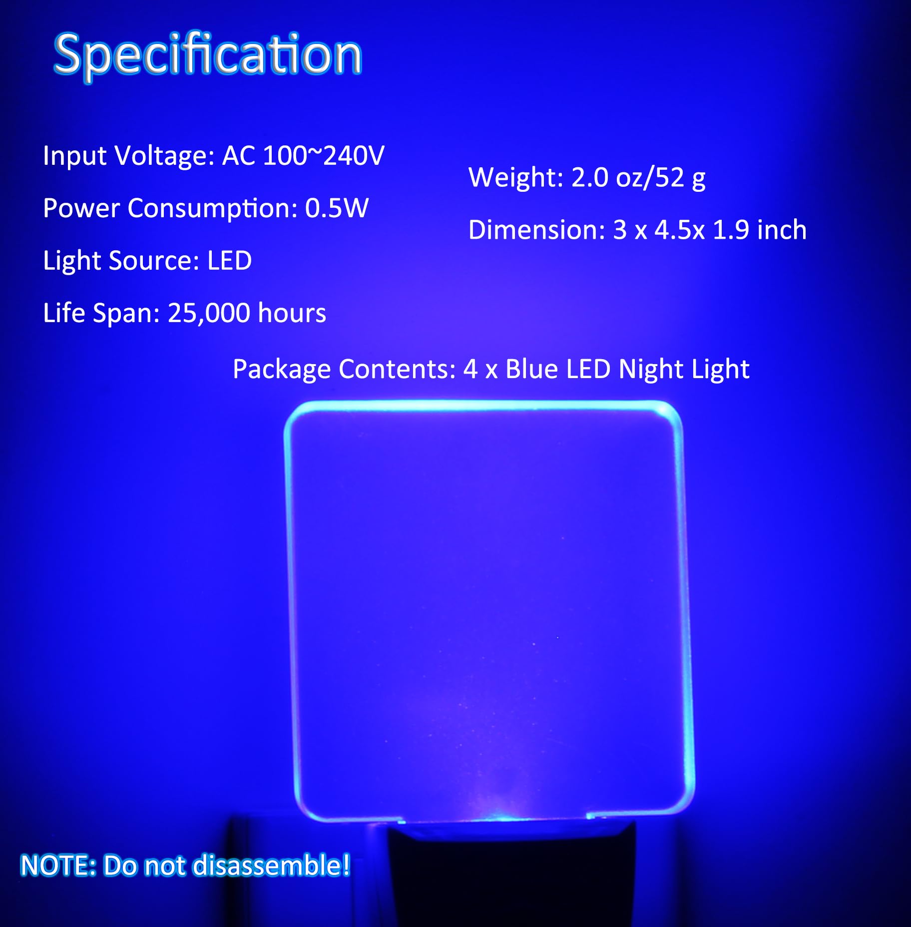 Blue Night Light Plug In, Dusk To Dawn Sensor Automatic On And Off, Decorative Wall Blue Led Night Lights For Adults Kids Room,